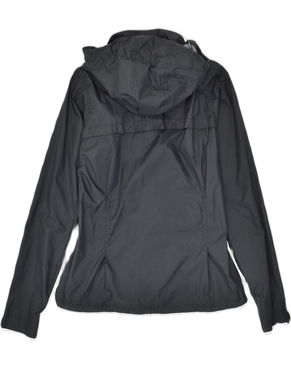 COLUMBIA Womens Hooded Rain Jacket UK 10 Small Navy Blue Colourblock Nylon, Vintage & Second-Hand Clothing Online