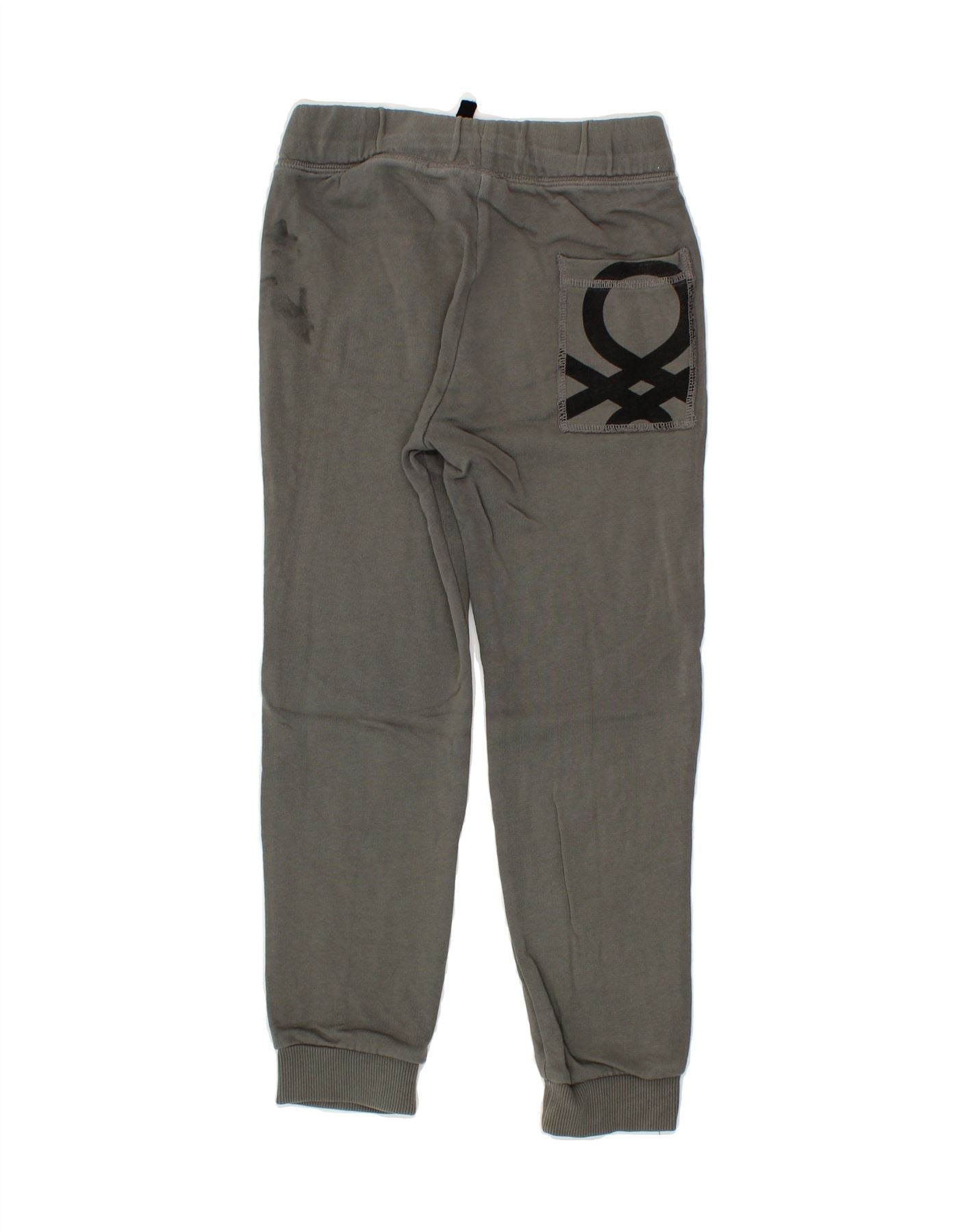 BENETTON Boys Graphic Tracksuit Trousers Joggers 8-9 Years  Large Grey Vintage Benetton and Second-Hand Benetton from Messina Hembry