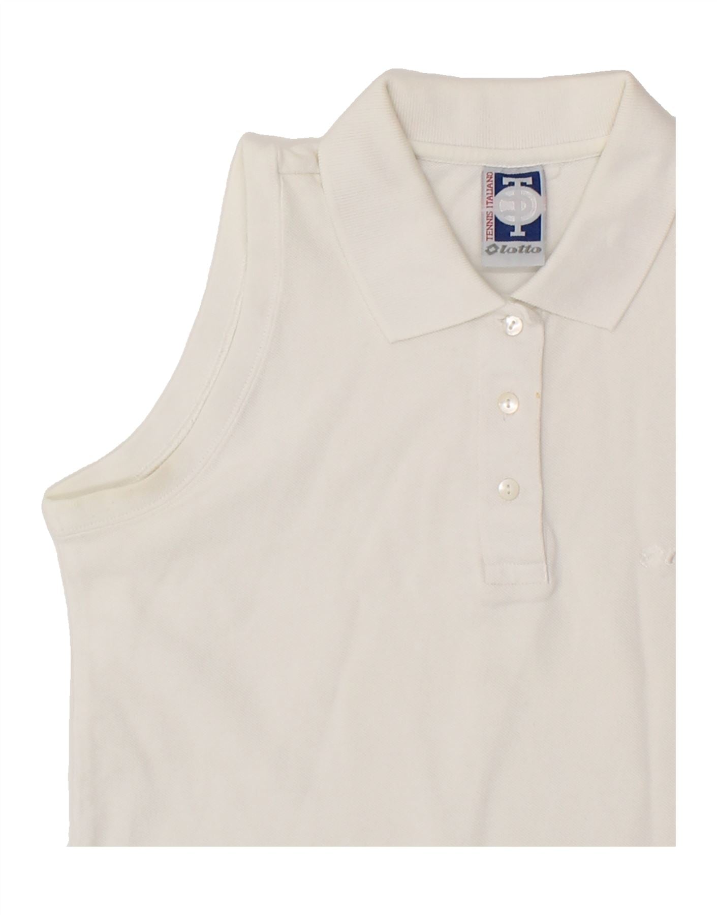 LOTTO Womens Sleeveless Polo Shirt UK 10 Small White Cotton Vintage Lotto and Second-Hand Lotto from Messina Hembry