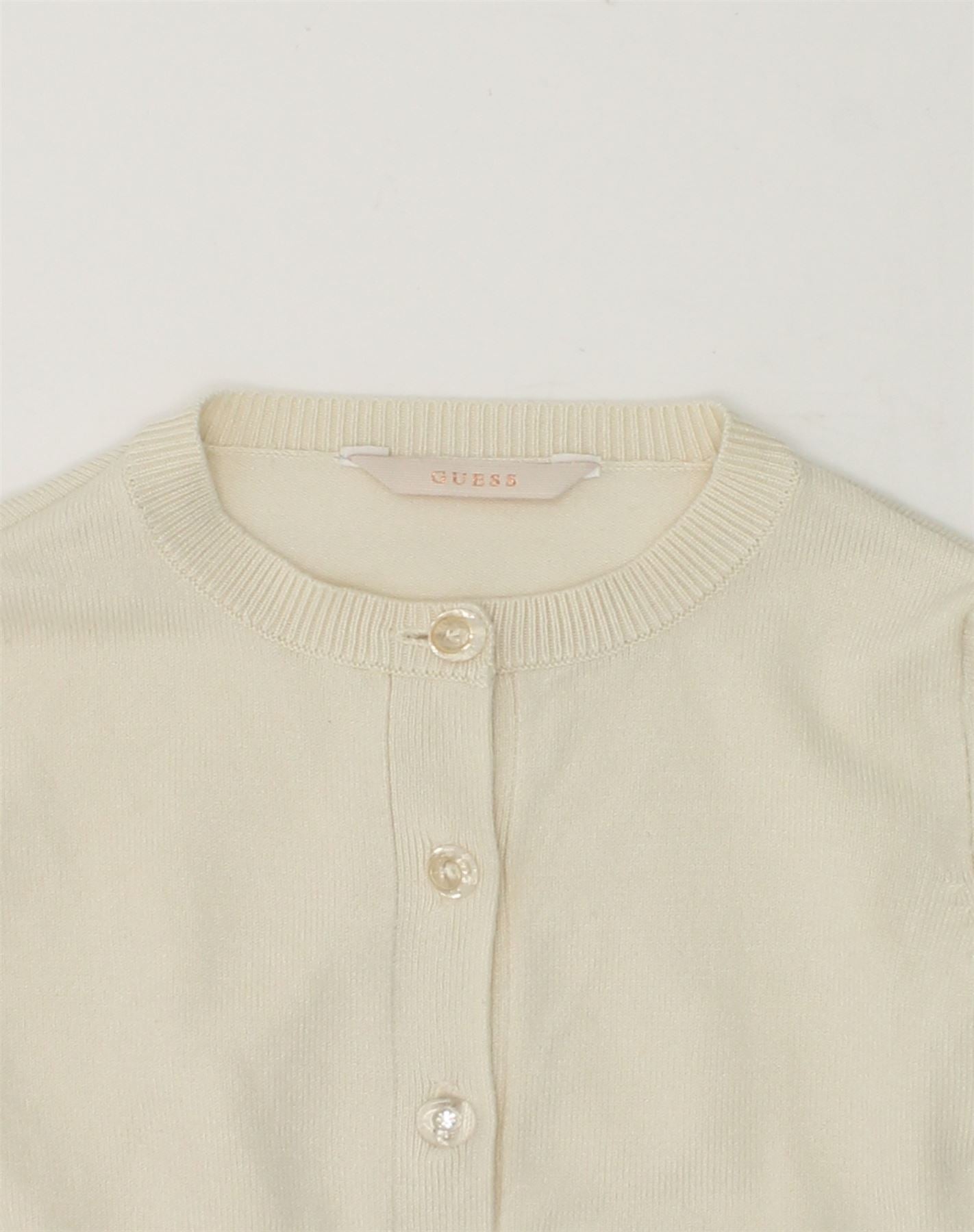 GUESS Baby Girls Cardigan Sweater 18-24 Months Beige Viscose | Vintage Guess | Thrift | Second-Hand Guess | Used Clothing | Messina Hembry