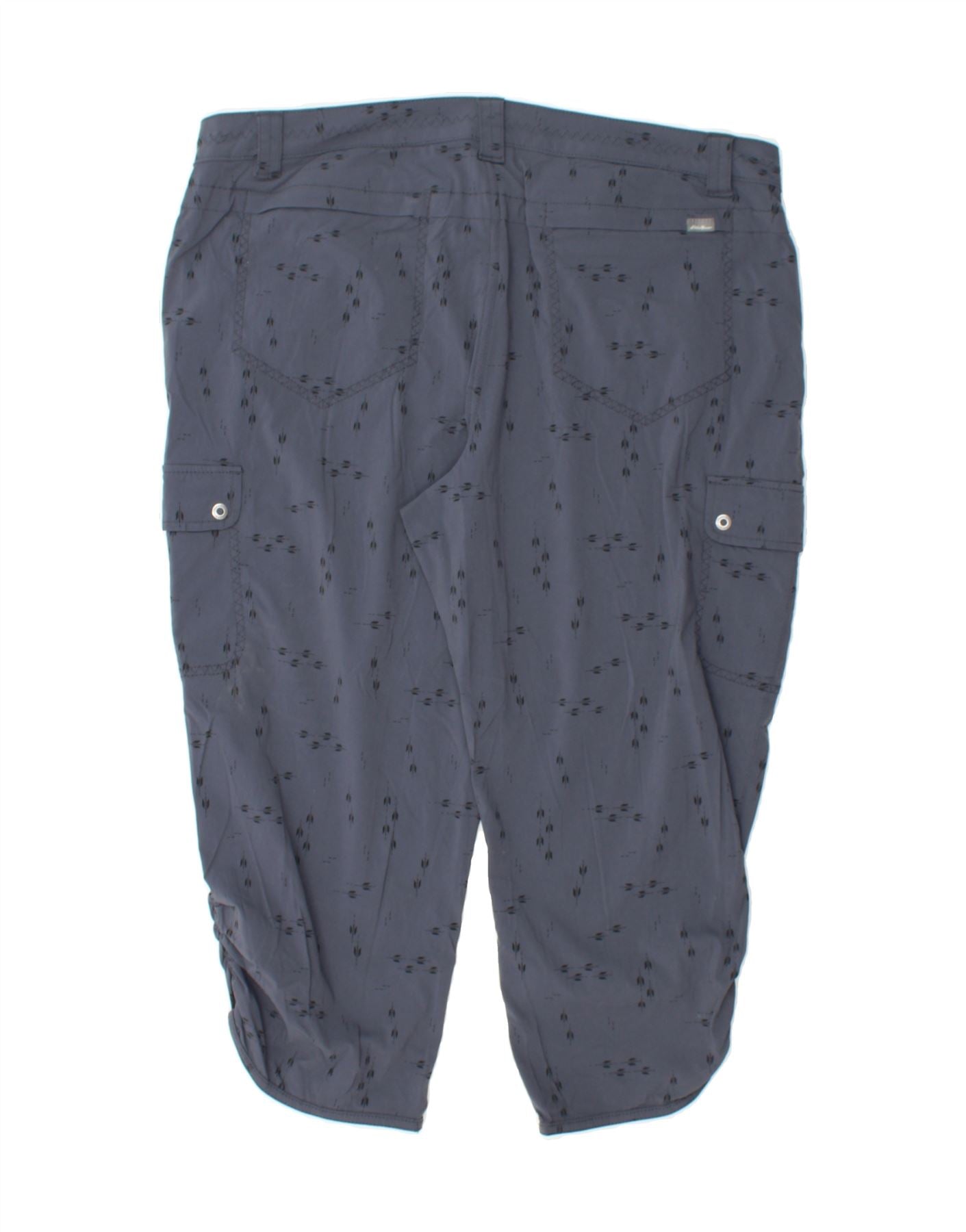 EDDIE BAUER Womens Capri Cargo Trousers US 14 XL W36 L20 Navy Blue Floral Vintage Eddie Bauer and Second-Hand Eddie Bauer from Messina Hembry