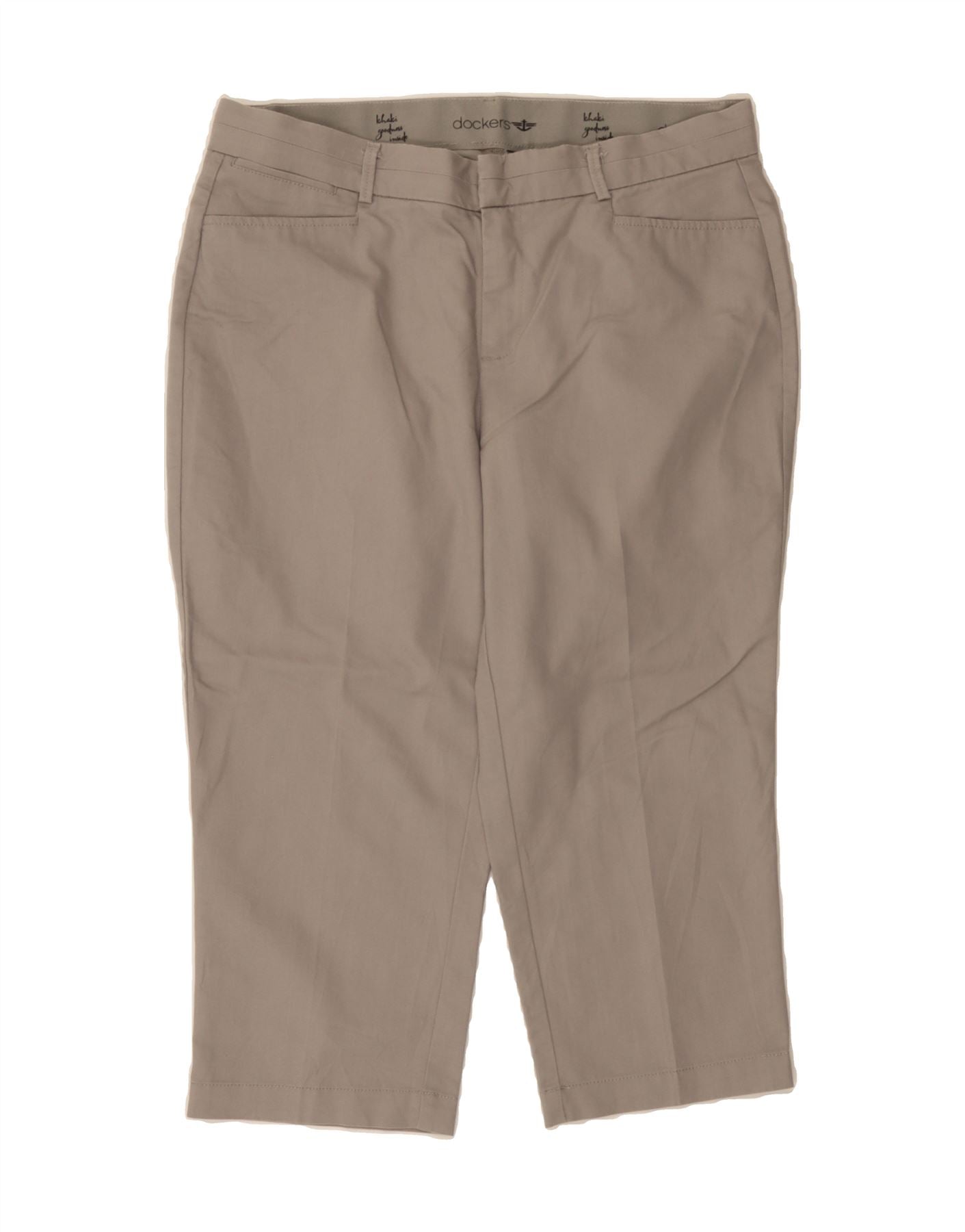 DOCKERS Womens Straight Capri Trousers US 10 Large W34 L20 Grey Cotton Vintage Dockers and Second-Hand Dockers from Messina Hembry