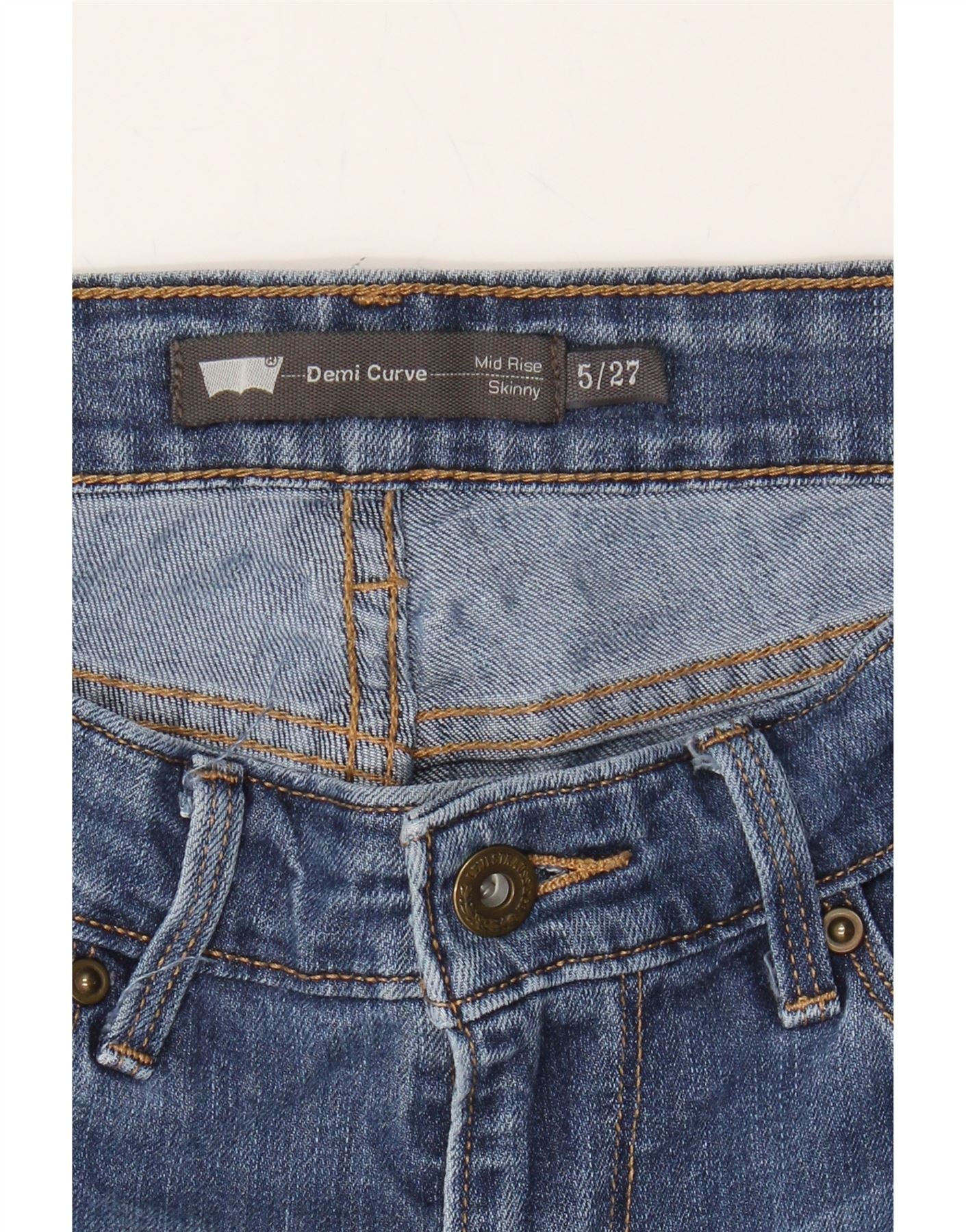 LEVI'S Womens Demi Curve Mid Rise Skinny Jeans US 5 Small W27 L31 Blue Vintage Levi's and Second-Hand Levi's from Messina Hembry