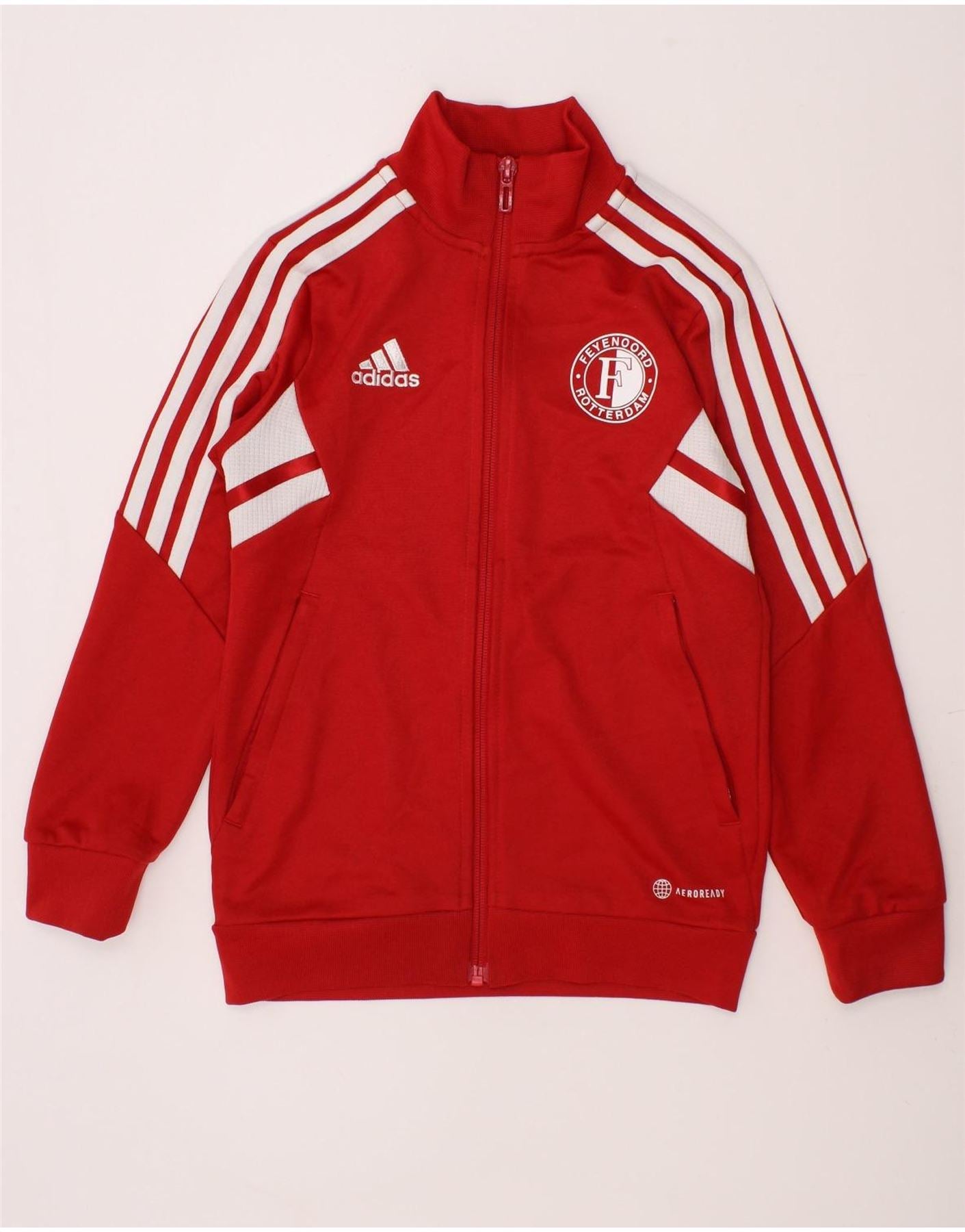 ADIDAS Boys Feyenoord Rotterdam Tracksuit Top Jacket 7-8 Years Red Vintage Adidas and Second-Hand Adidas from Messina Hembry