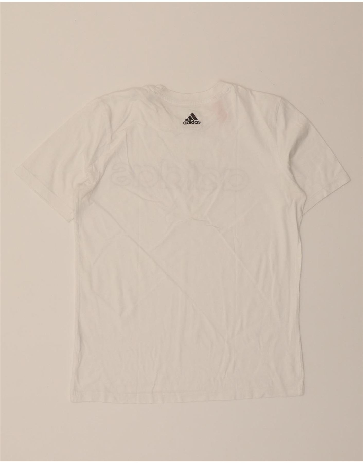 ADIDAS Boys Graphic T-Shirt Top 13-14 Years White Vintage Adidas and Second-Hand Adidas from Messina Hembry