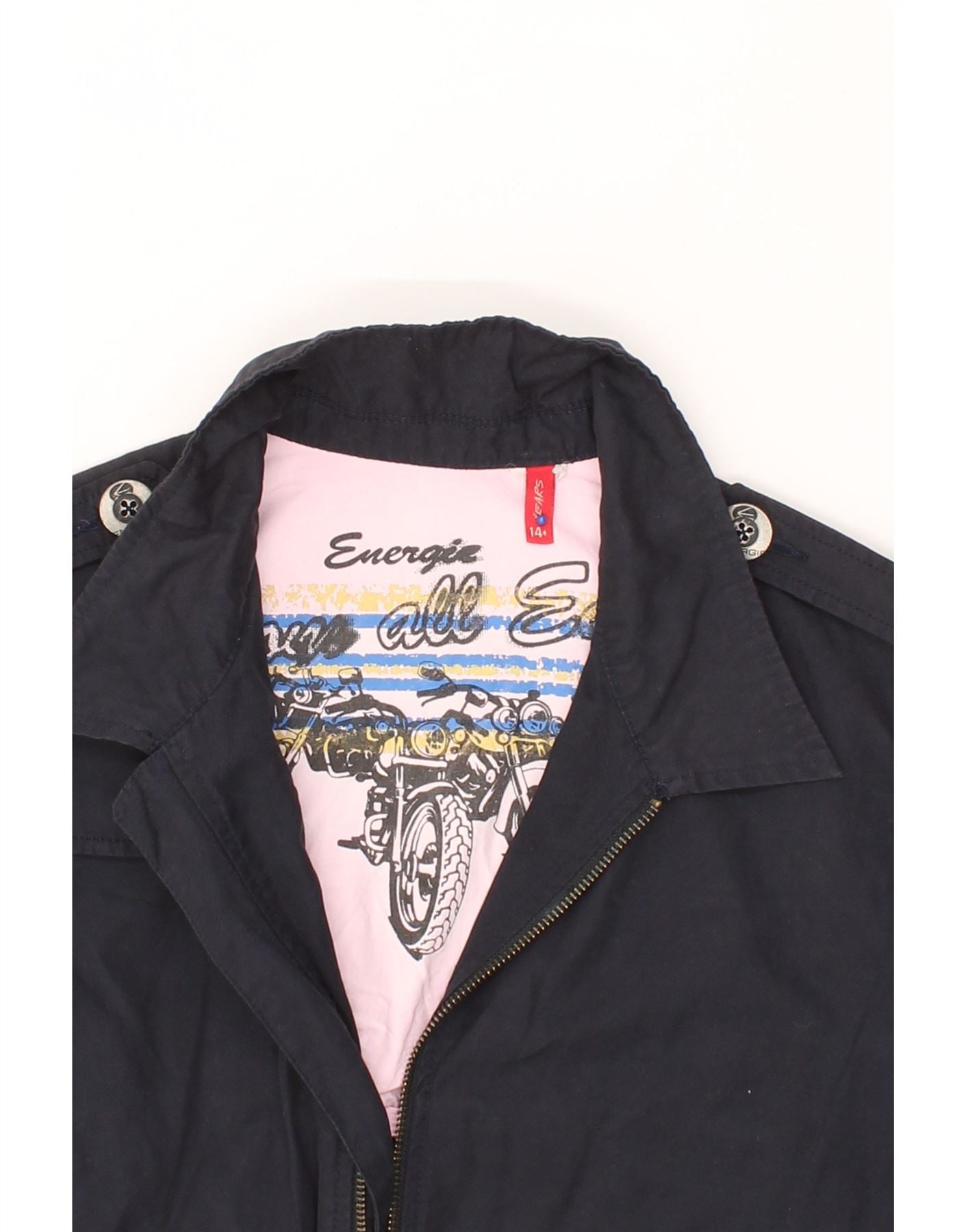 ENERGIE Boys Military Jacket 13-14 Years Navy Blue Vintage Energie and Second-Hand Energie from Messina Hembry