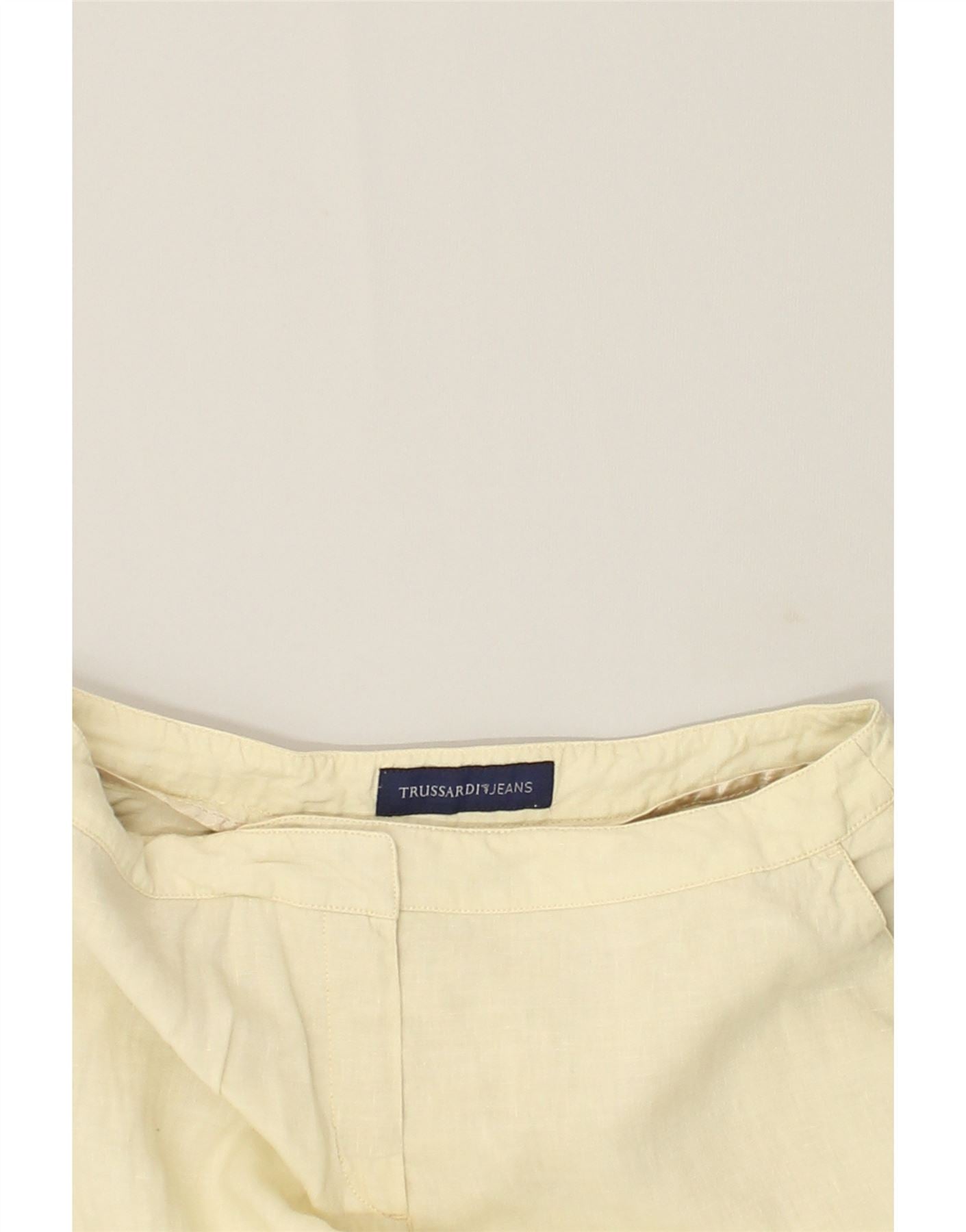 TRUSSARDI Womens Straight Casual Trousers IT 46 Large W30 L31  Beige Linen | Vintage Trussardi | Thrift | Second-Hand Trussardi | Used Clothing | Messina Hembry