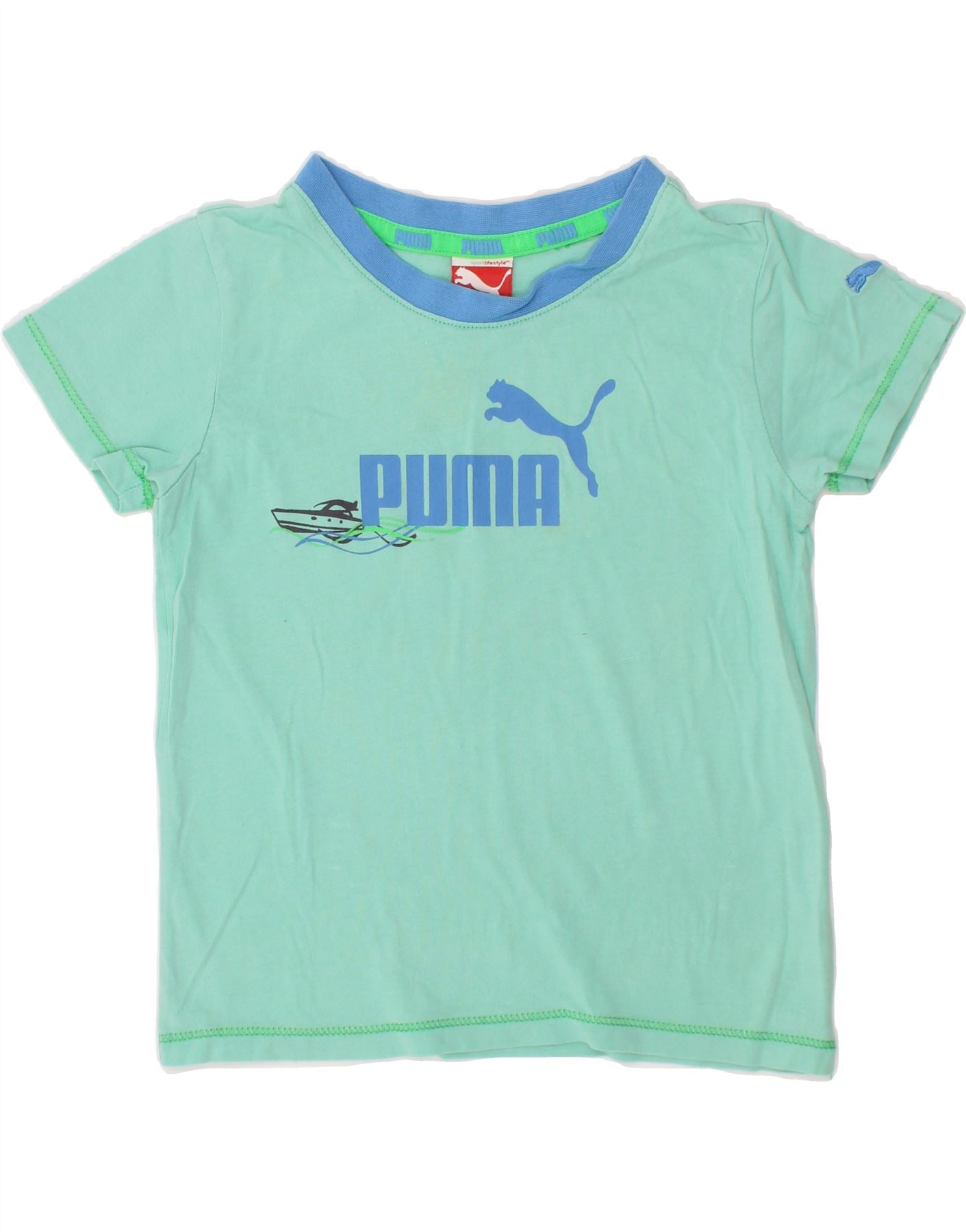 PUMA Baby Boys Graphic T-Shirt Top 18-24 Months Blue Vintage Puma and Second-Hand Puma from Messina Hembry