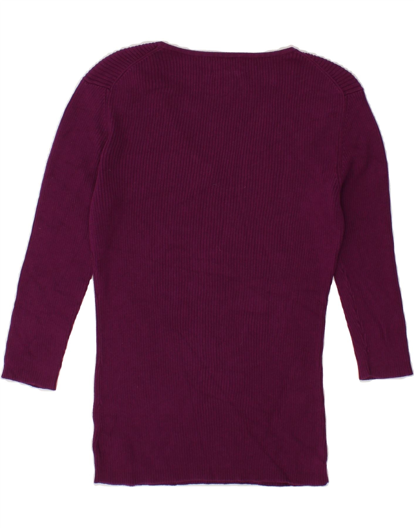EDDIE BAUER Womens 3/4 Sleeve V-Neck Jumper Sweater UK 14 Medium Purple Vintage Eddie Bauer and Second-Hand Eddie Bauer from Messina Hembry