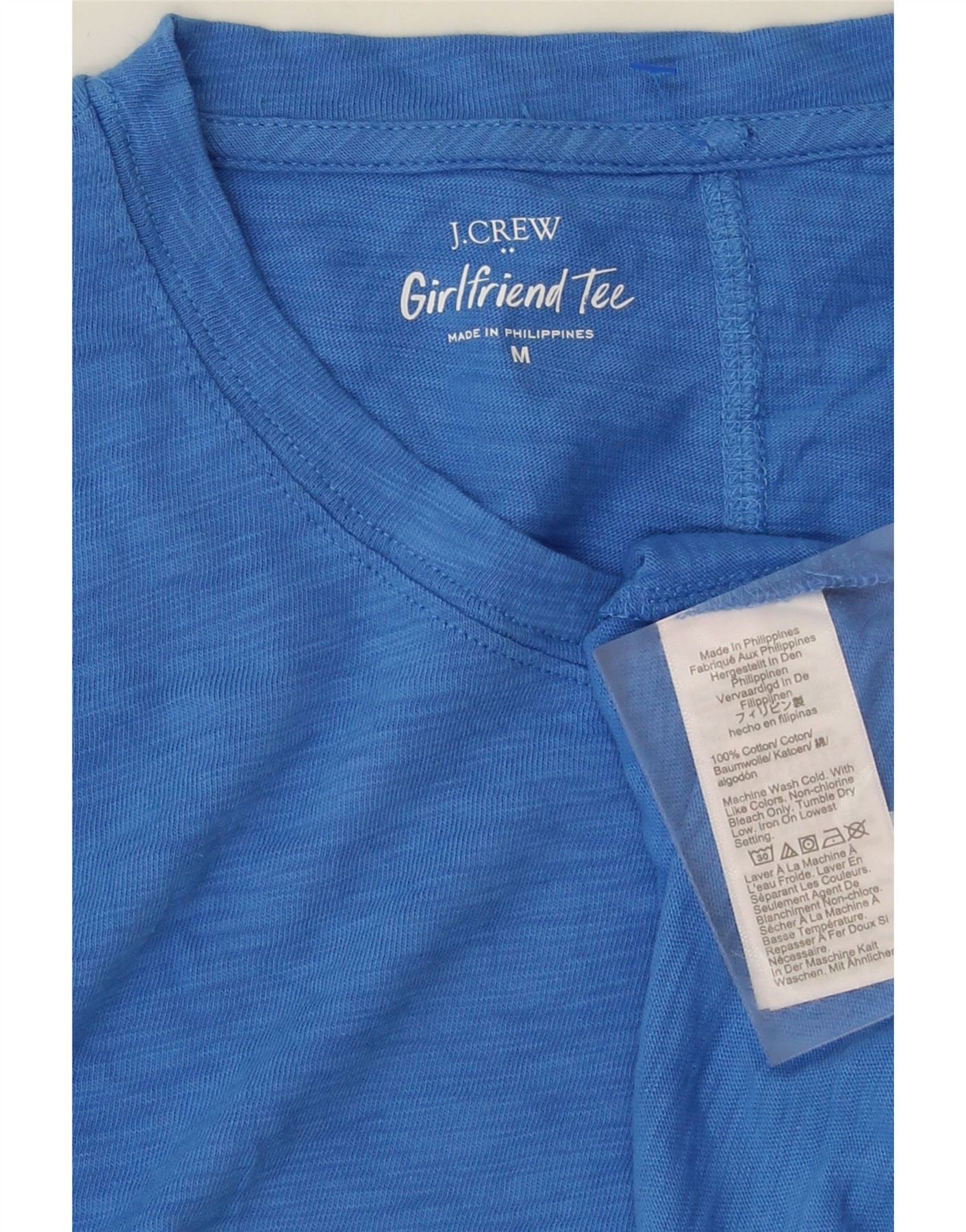 J. CREW Womens Girlfriend Top Long Sleeve UK 12 Medium Blue Flecked Cotton Vintage J. Crew and Second-Hand J. Crew from Messina Hembry