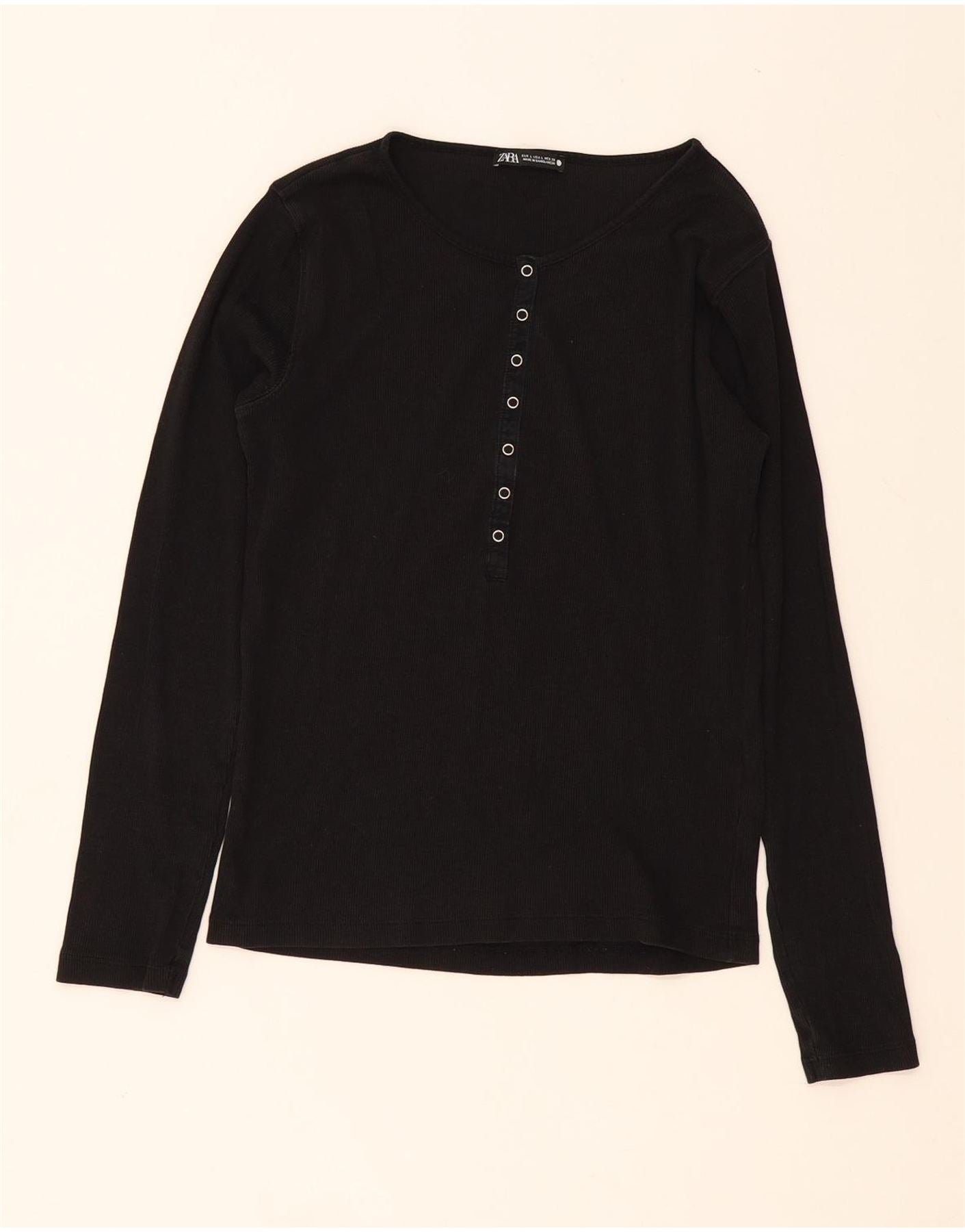 ZARA Womens Top Long Sleeve UK 14 Large Black Vintage Zara and Second-Hand Zara from Messina Hembry