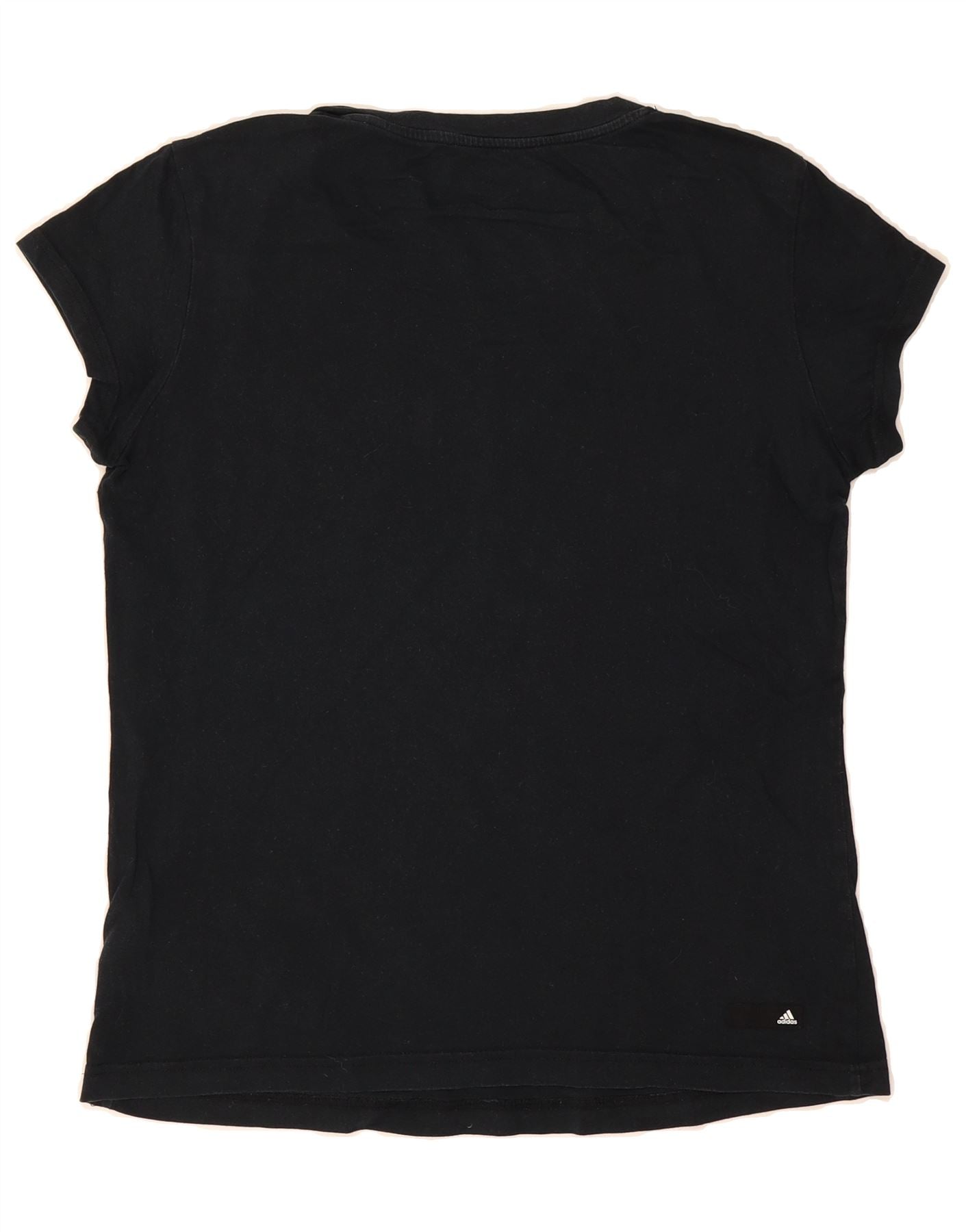 ADIDAS Womens Graphic T-Shirt Top UK 16/18 Large Black Cotton Vintage Adidas and Second-Hand Adidas from Messina Hembry