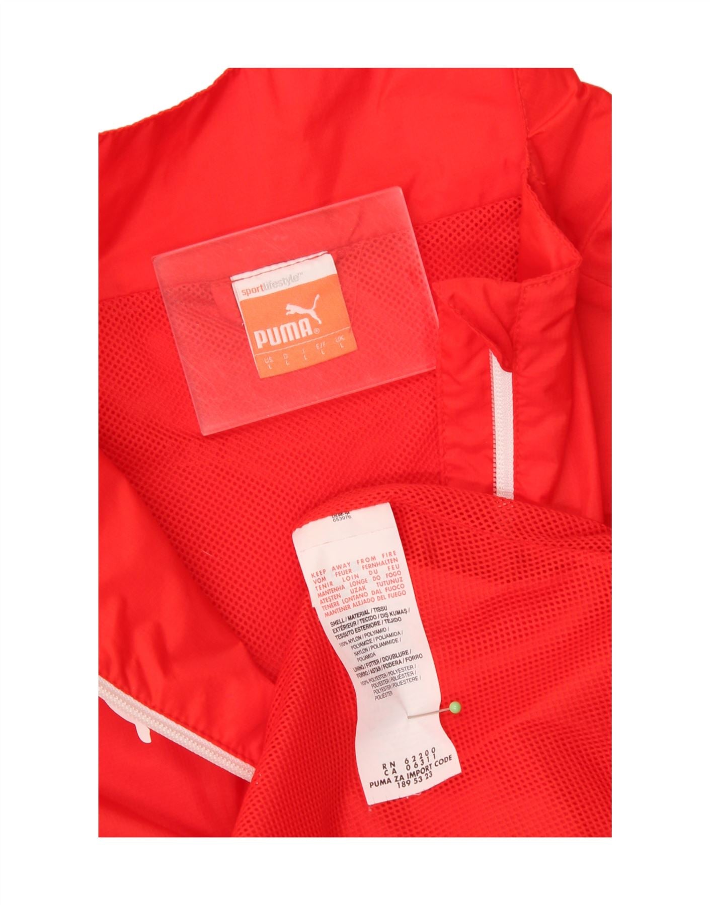 PUMA Mens Pullover Tracksuit Top Jacket Large Red Polyester Vintage Puma and Second-Hand Puma from Messina Hembry