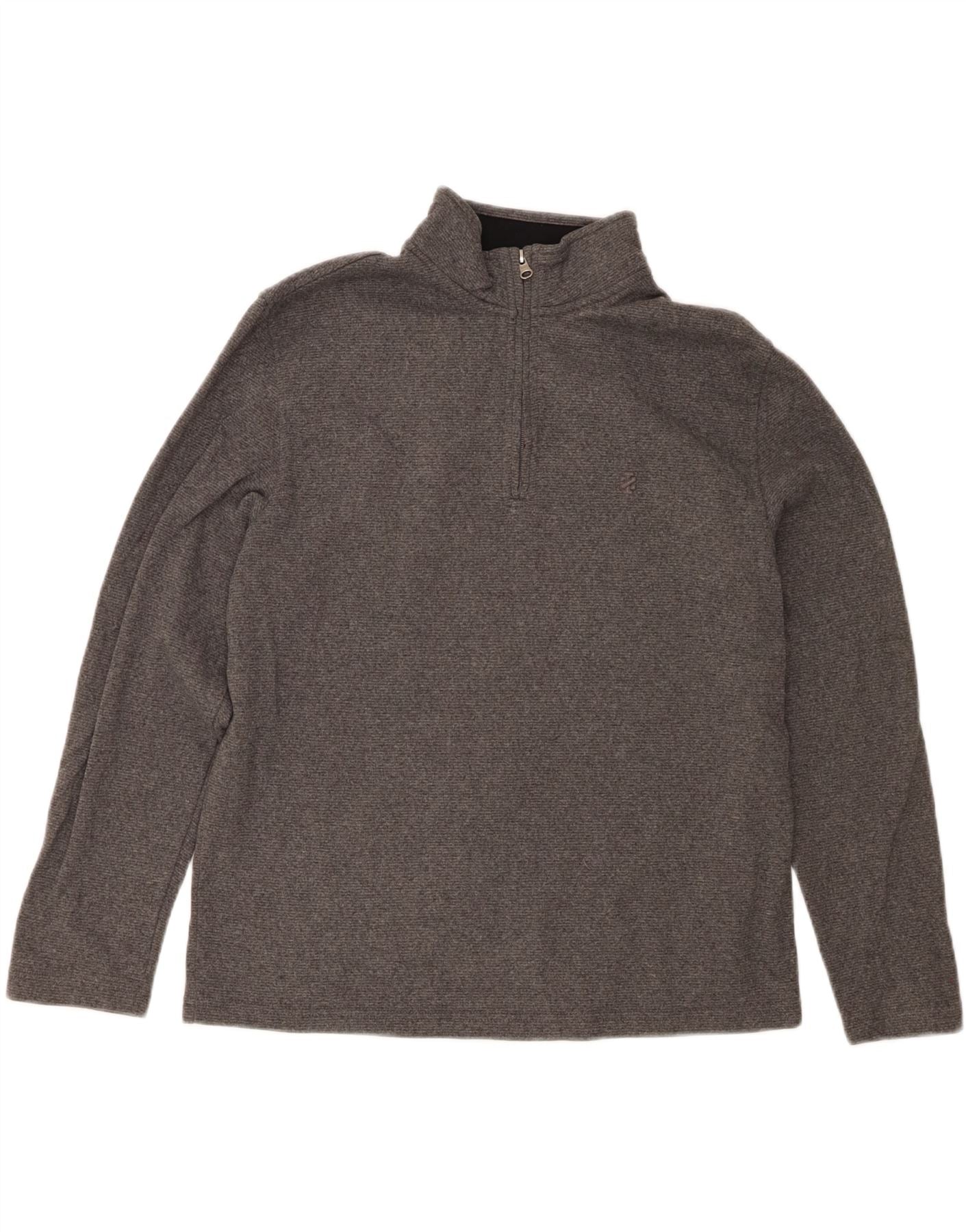 IZOD Mens Zip Neck Sweatshirt Jumper Medium Grey Polyester Vintage Izod and Second-Hand Izod from Messina Hembry