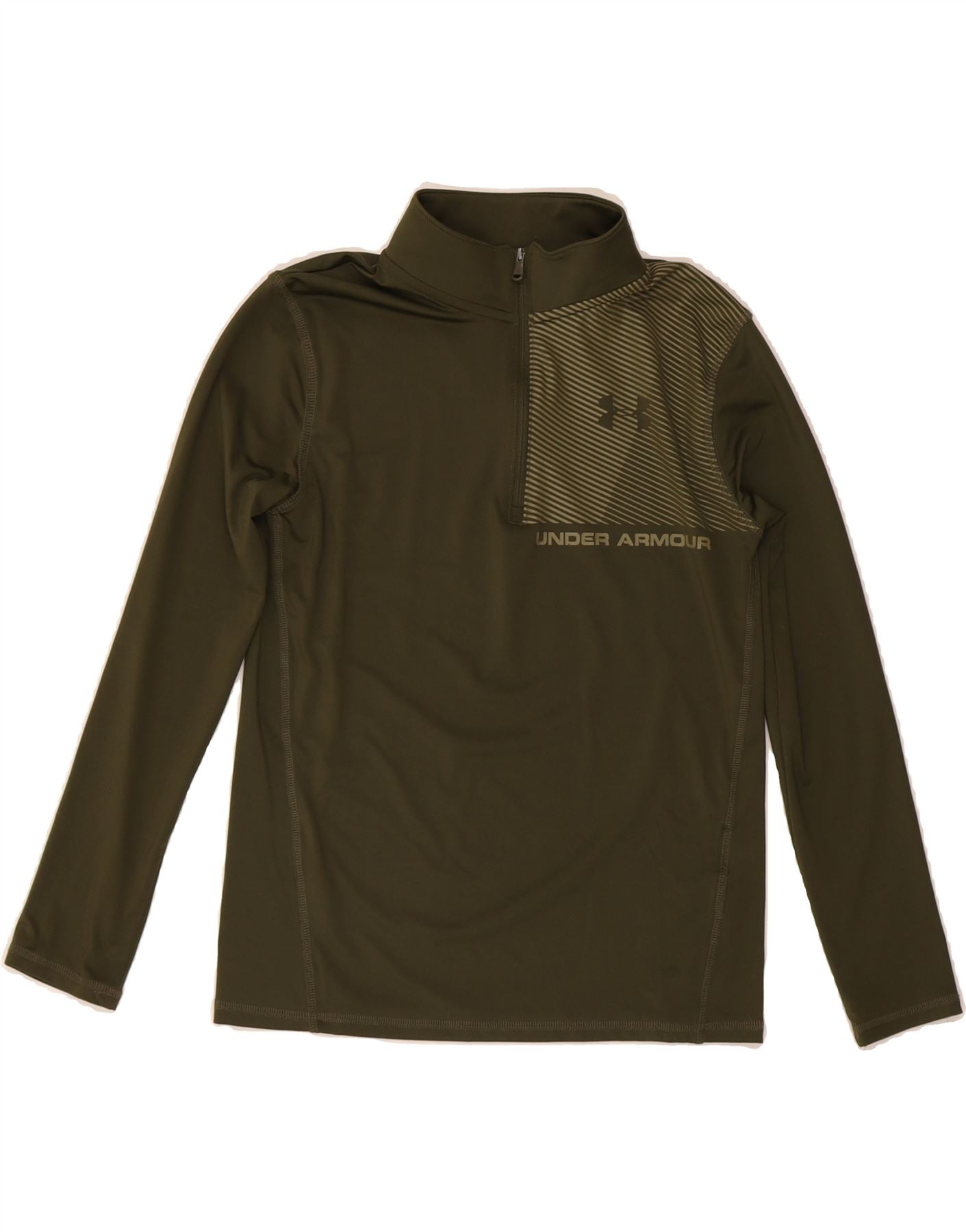 UNDER ARMOUR Boys Graphic Pullover Tracksuit Top 9-10 Years Medium Green Vintage Under Armour and Second-Hand Under Armour from Messina Hembry