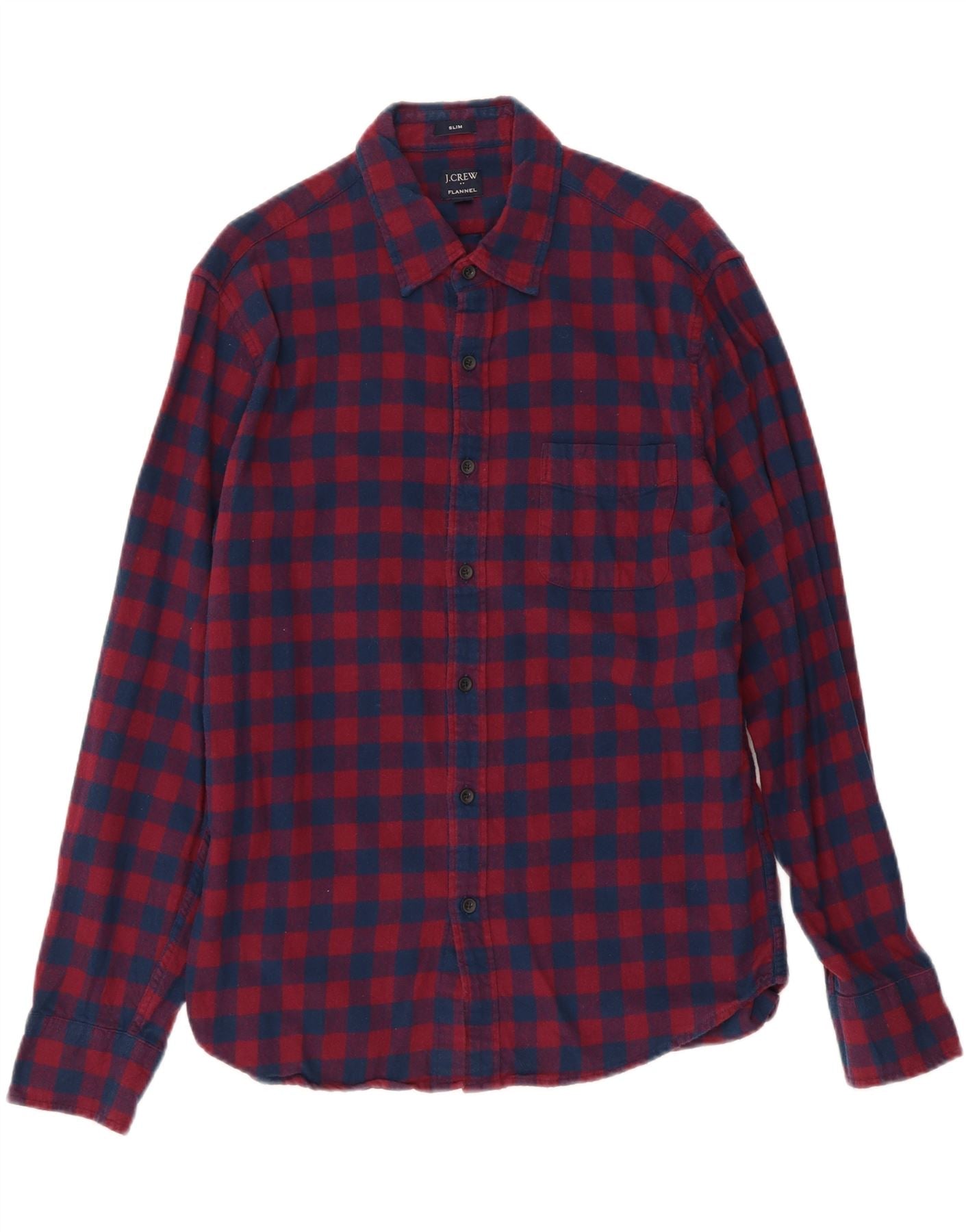 J. CREW Mens Slim Fit Flannel Shirt Large Red Check Cotton Vintage J. Crew and Second-Hand J. Crew from Messina Hembry