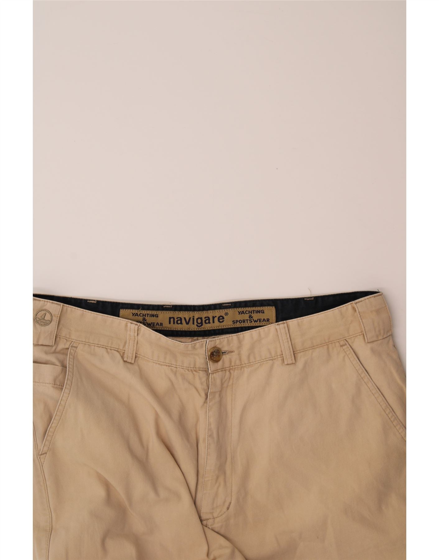 NAVIGARE Mens Yachting Straight Chino Trousers IT 52 XL W34 L31 Beige Vintage Navigare and Second-Hand Navigare from Messina Hembry