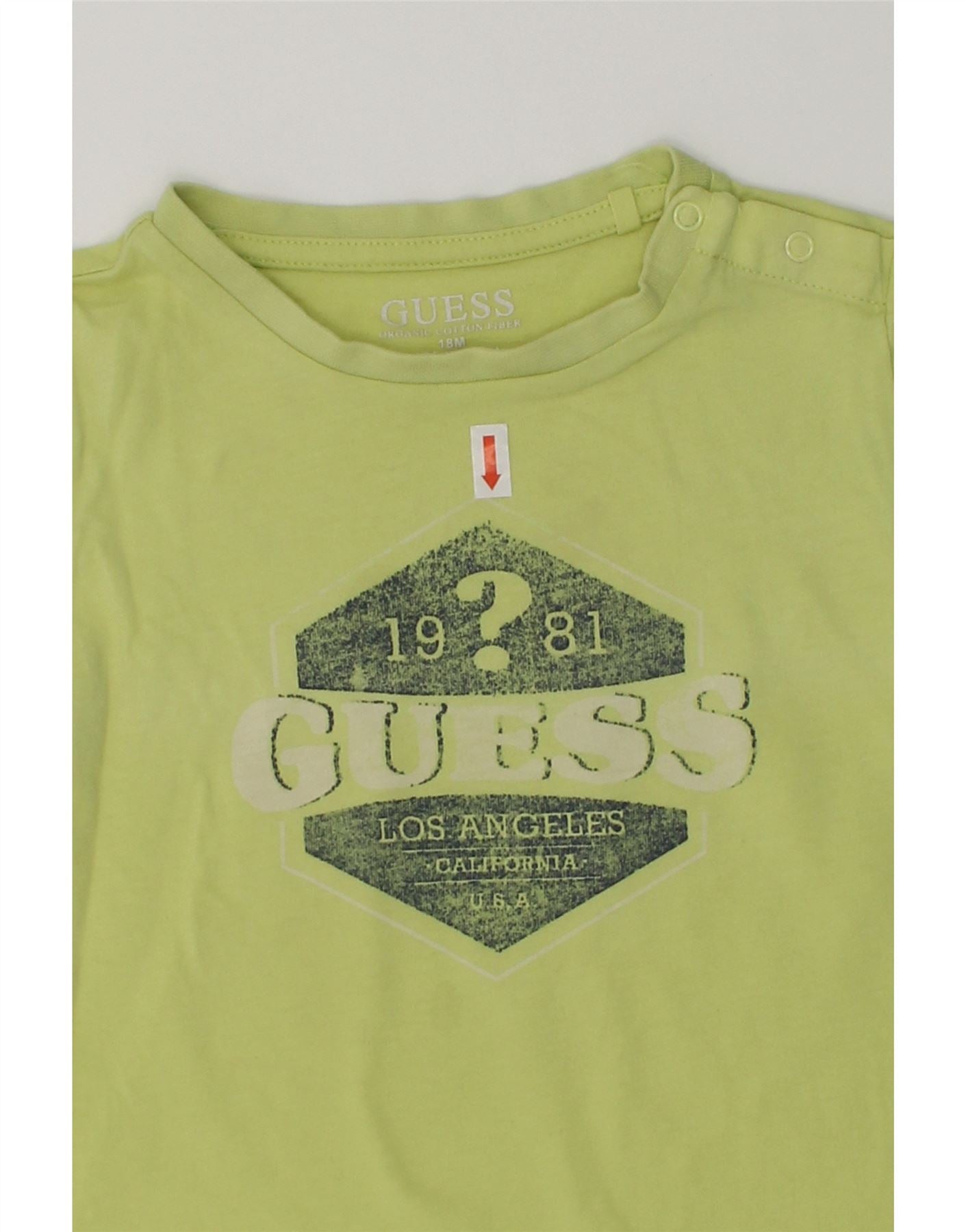 GUESS Baby Boys Graphic T-Shirt Top 12-18 Months Green | Vintage Guess | Thrift | Second-Hand Guess | Used Clothing | Messina Hembry