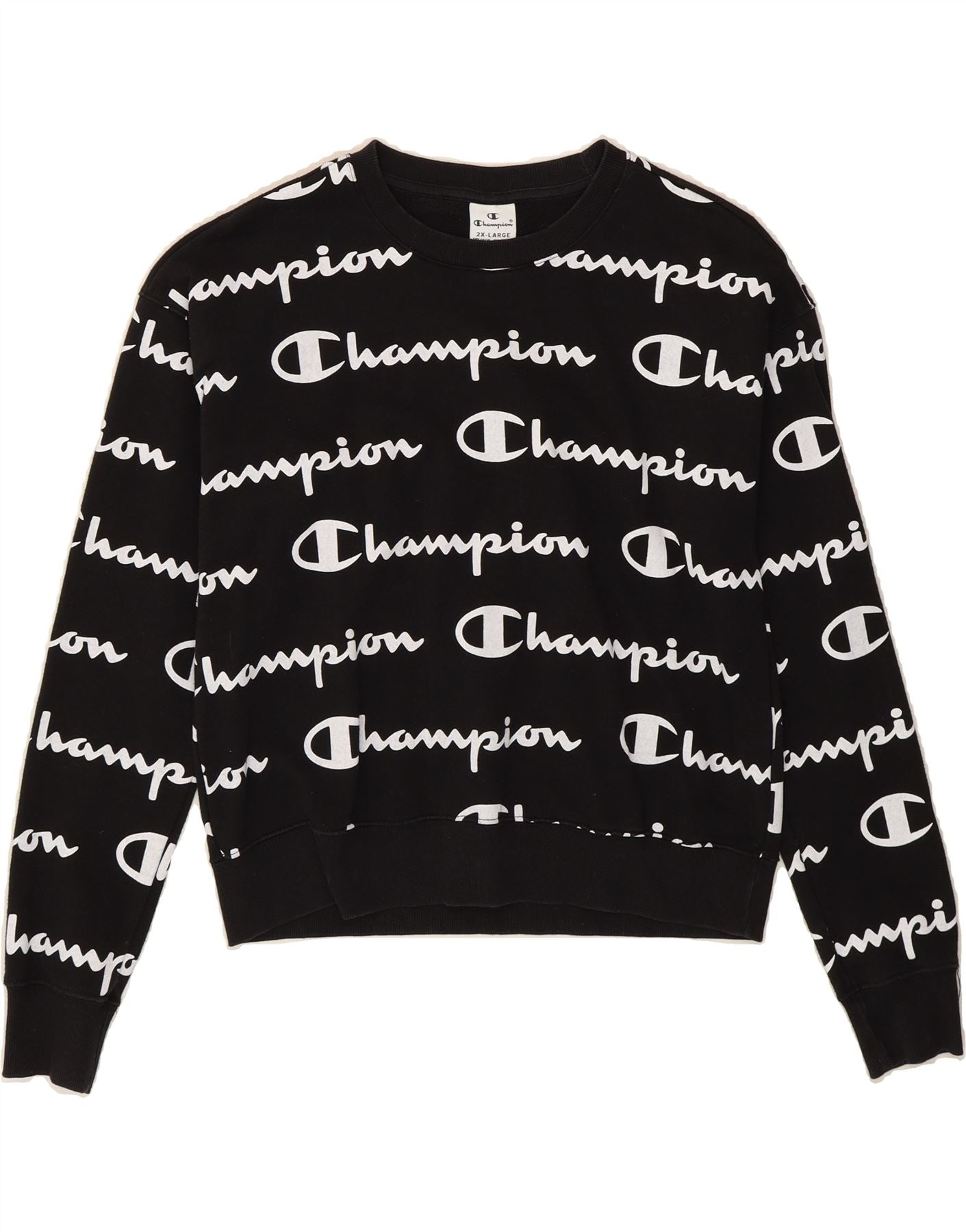 CHAMPION Girls Graphic Sweatshirt Jumper 15-16 Years 2XL Black Cotton Vintage Champion and Second-Hand Champion from Messina Hembry