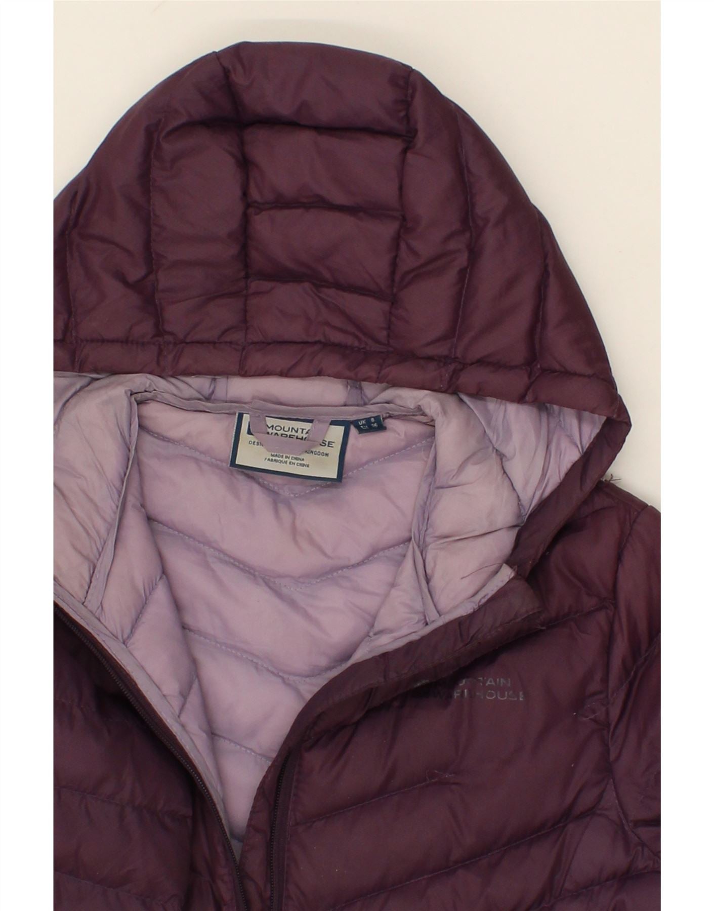 MOUNTAIN WAREHOUSE Womens Hooded Padded Jacket UK 8 Small  Maroon Nylon Vintage Mountain Warehouse and Second-Hand Mountain Warehouse from Messina Hembry