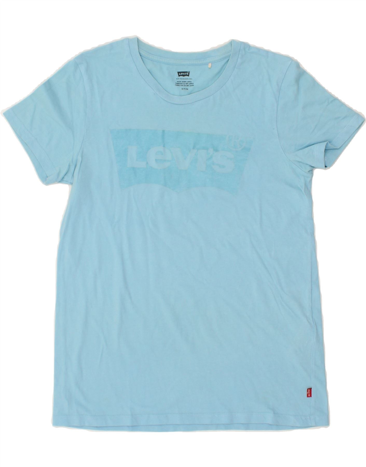 LEVI'S Womens Graphic T-Shirt Top UK 10 Small Blue Cotton Vintage Levi's and Second-Hand Levi's from Messina Hembry