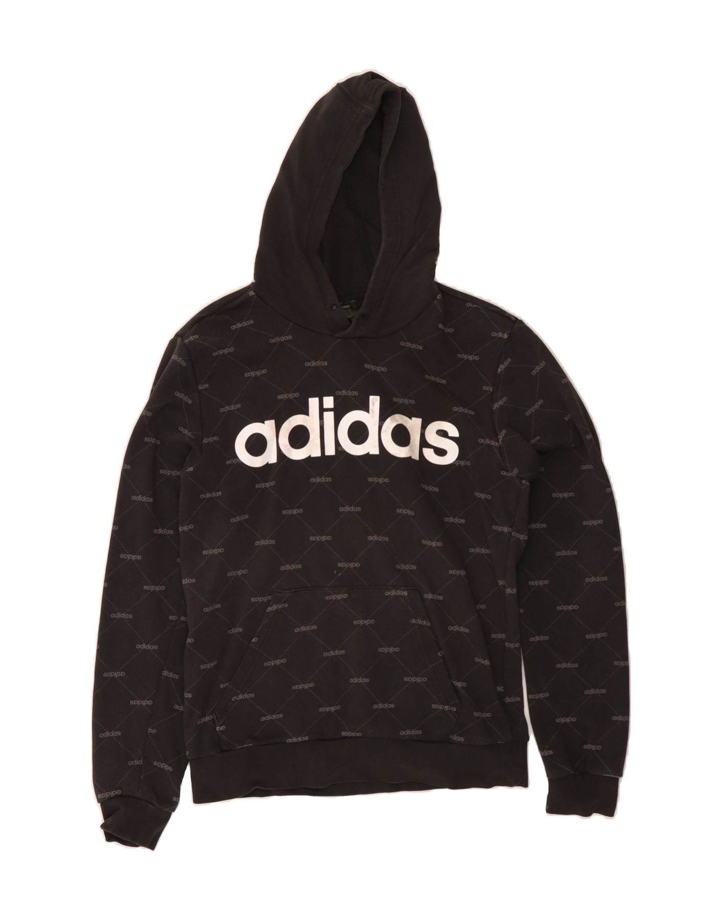 ADIDAS Mens Graphic Hoodie Jumper Small Black Cotton Vintage Adidas and Second-Hand Adidas from Messina Hembry
