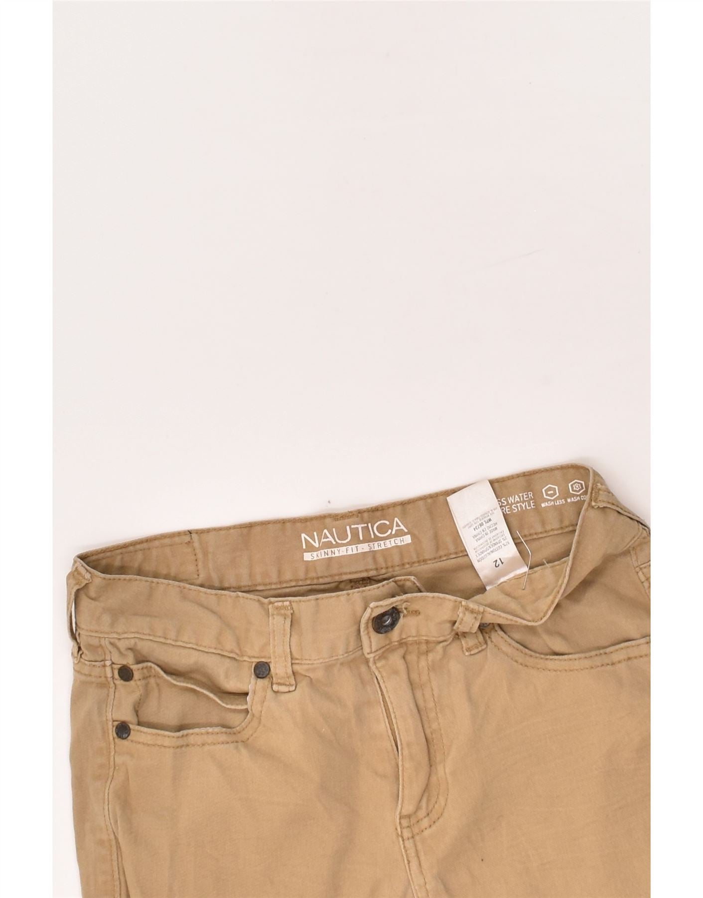NAUTICA Boys Stretch Skinny Casual Trousers 11-12 Years W24 L25 Beige | Vintage Nautica | Thrift | Second-Hand Nautica | Used Clothing | Messina Hembry