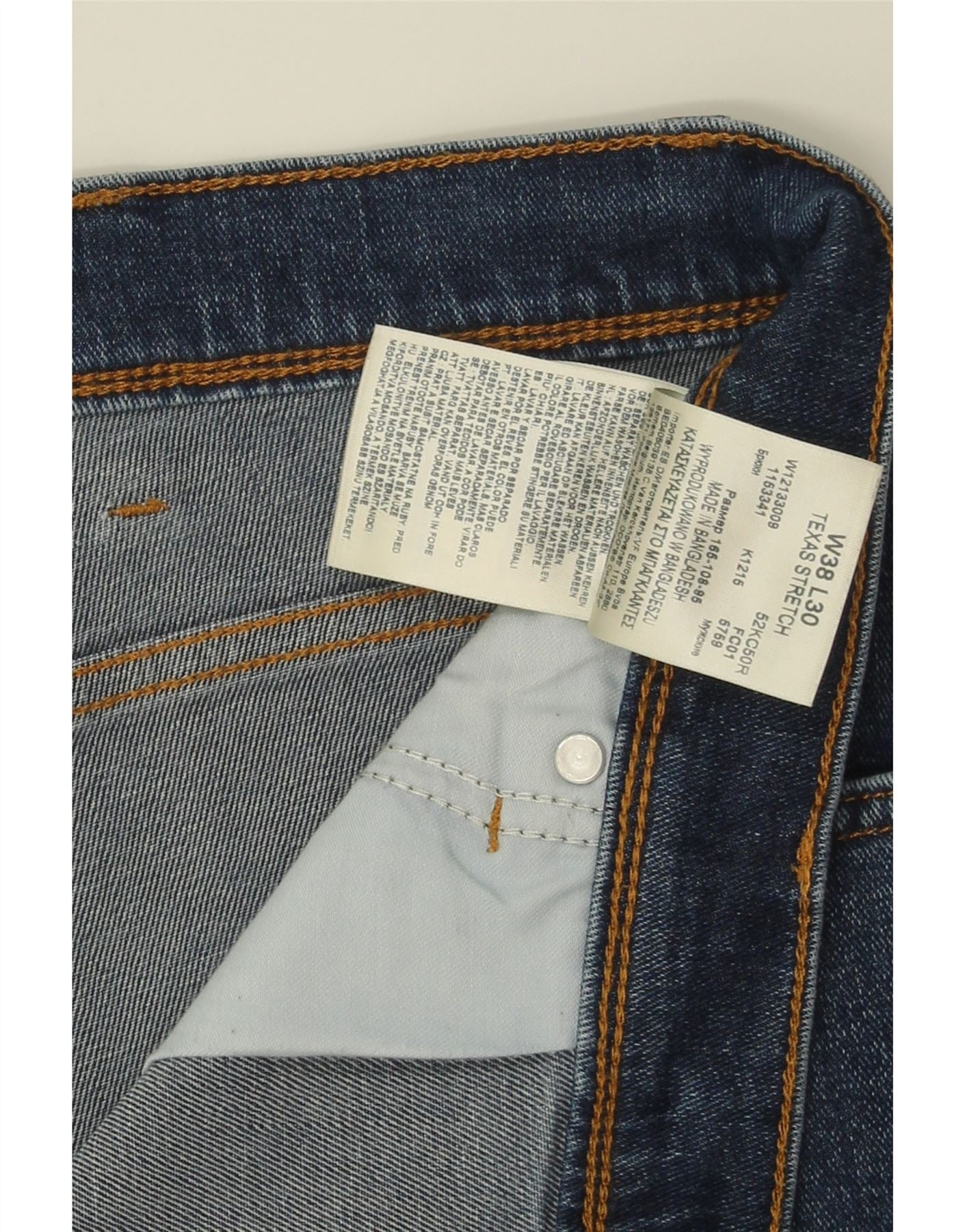 WRANGLER Mens Texas Stretch Straight Capri Jeans W38 L24 Blue Cotton Vintage Wrangler and Second-Hand Wrangler from Messina Hembry