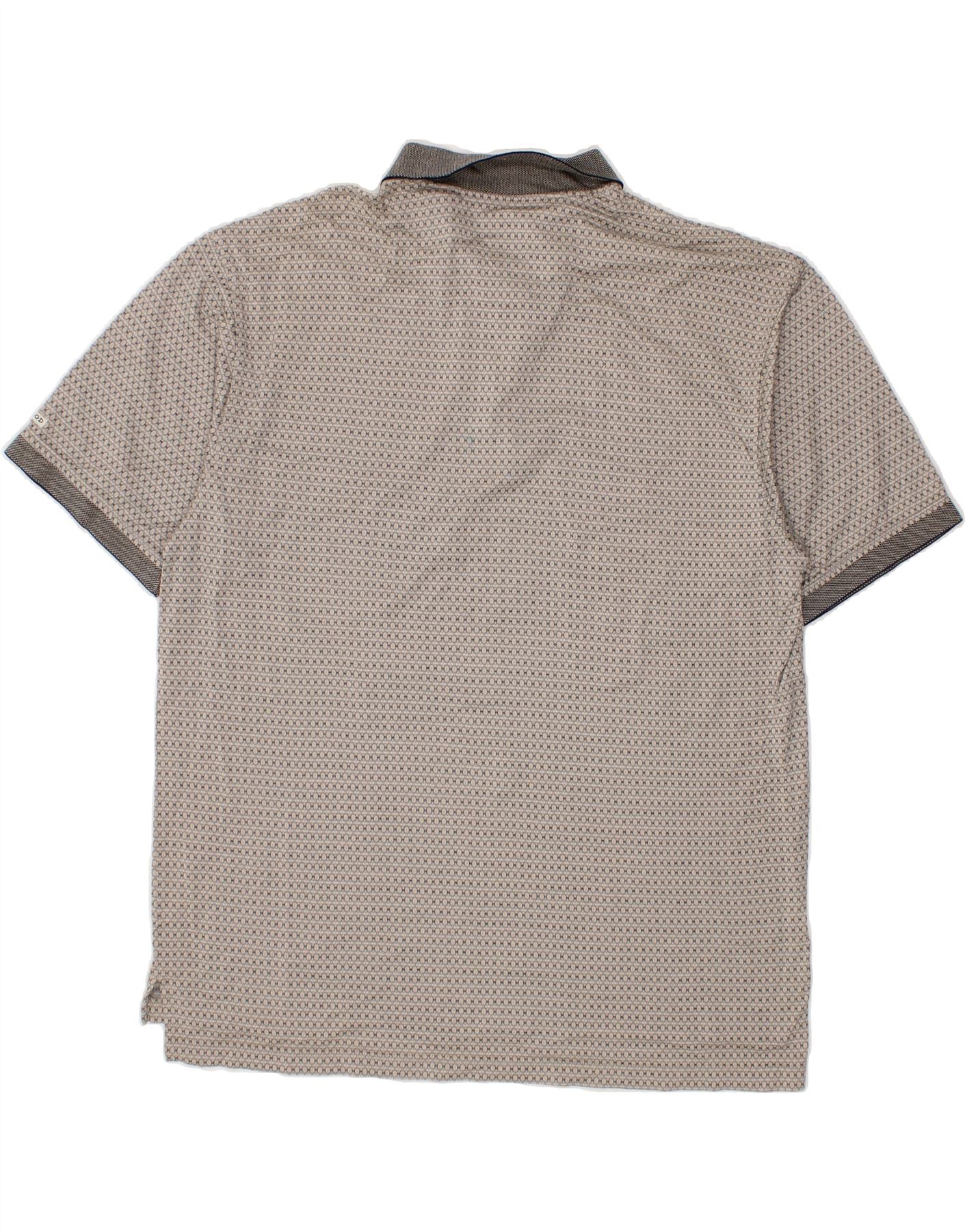IZOD Mens Polo Shirt XL Grey Geometric Cotton Vintage Izod and Second-Hand Izod from Messina Hembry