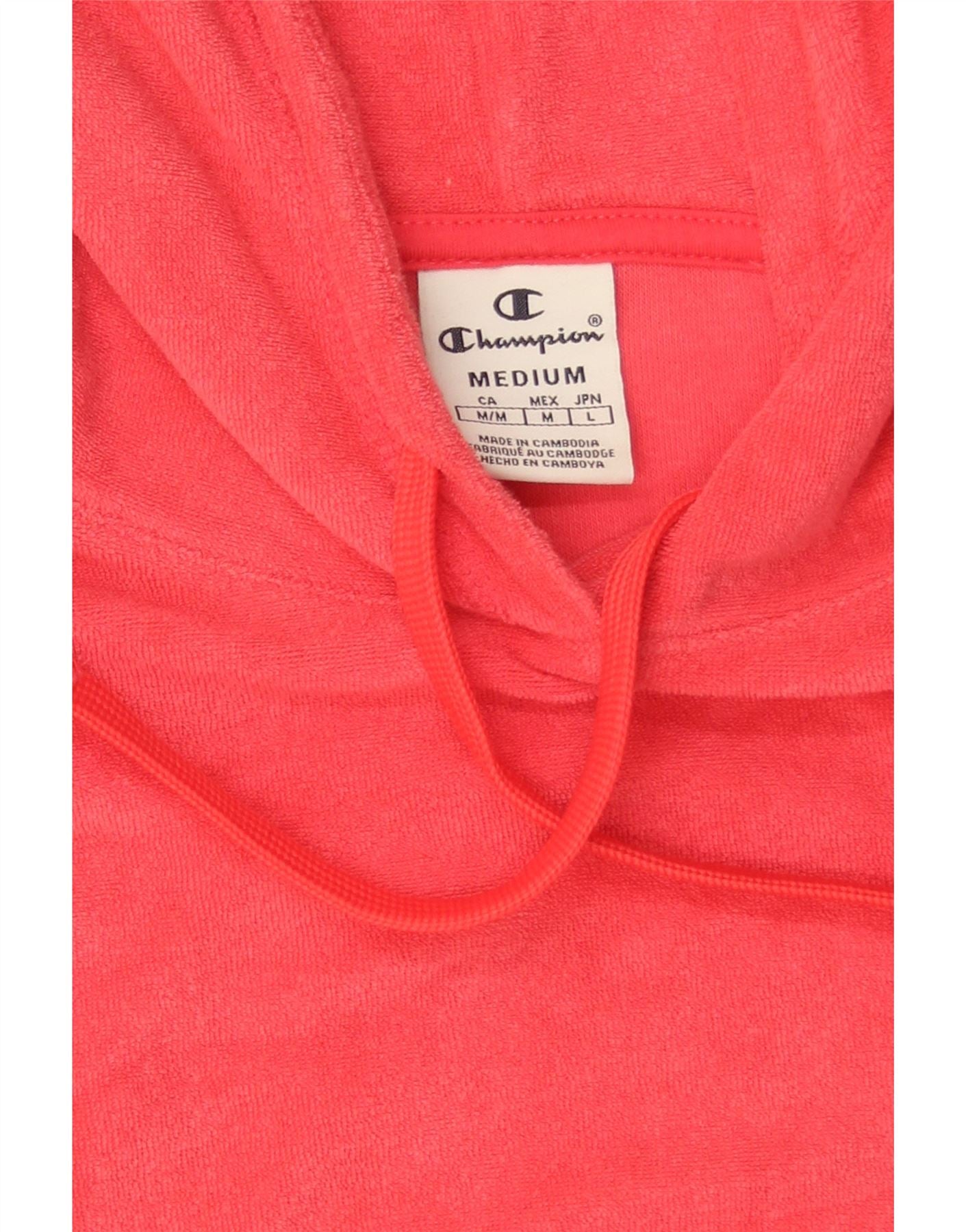 CHAMPION Womens Graphic Hoodie Jumper UK 14 Medium Pink Cotton Vintage Champion and Second-Hand Champion from Messina Hembry