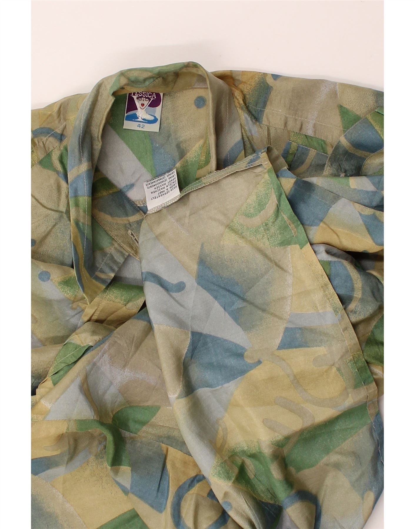 YESSICA Womens Abstract Pattern Shirt Blouse EU 42 Large Multicoloured Vintage Yessica and Second-Hand Yessica from Messina Hembry