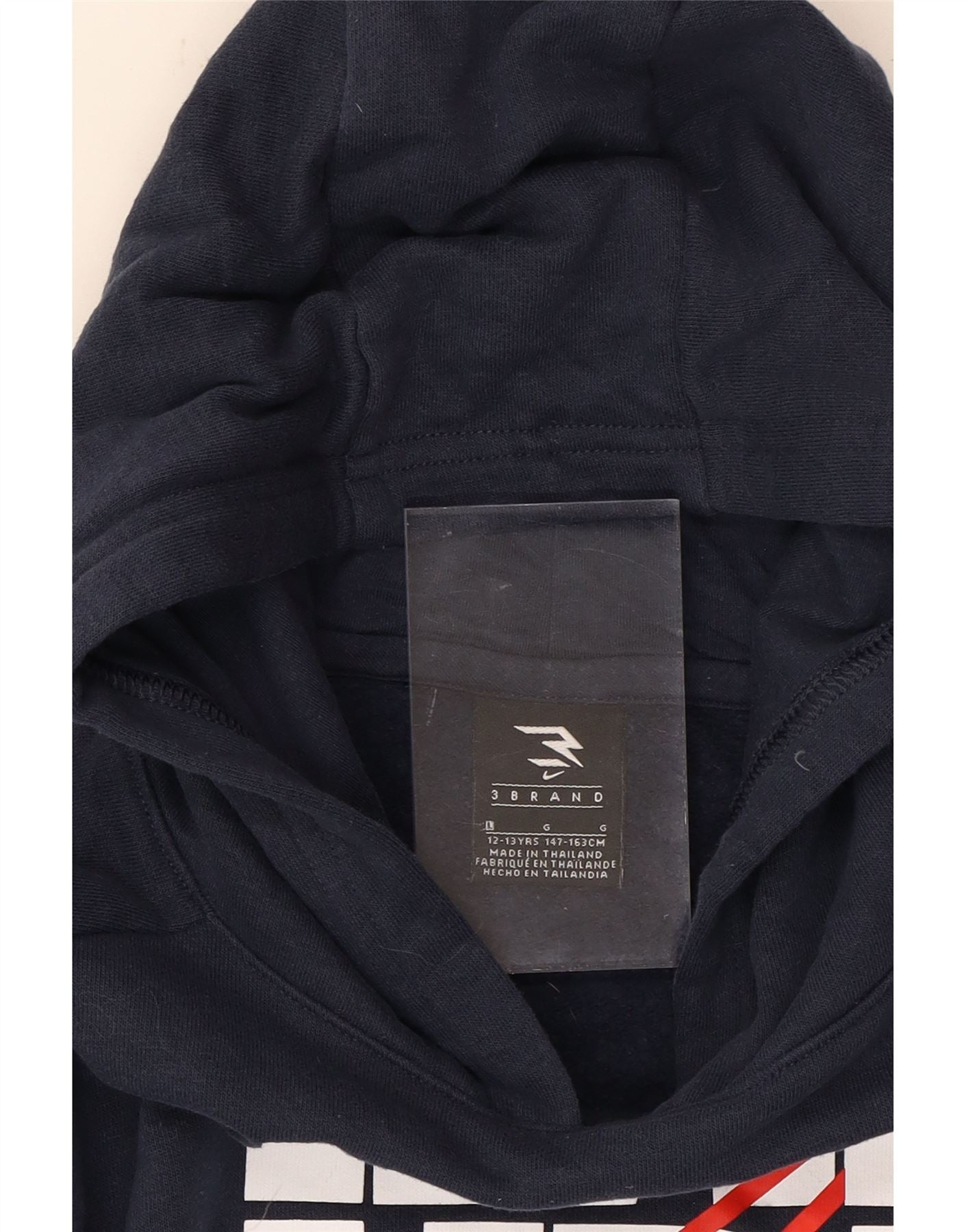NIKE Boys Graphic Hoodie Jumper 12-13 Years Large Navy Blue Cotton Vintage Nike and Second-Hand Nike from Messina Hembry