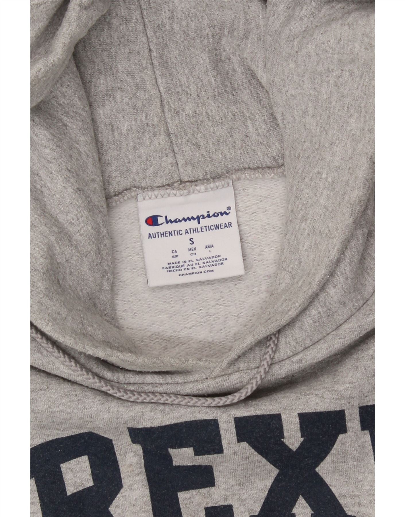 CHAMPION Mens Drexel Nursing Graphic Hoodie Jumper Small Grey Vintage Champion and Second-Hand Champion from Messina Hembry