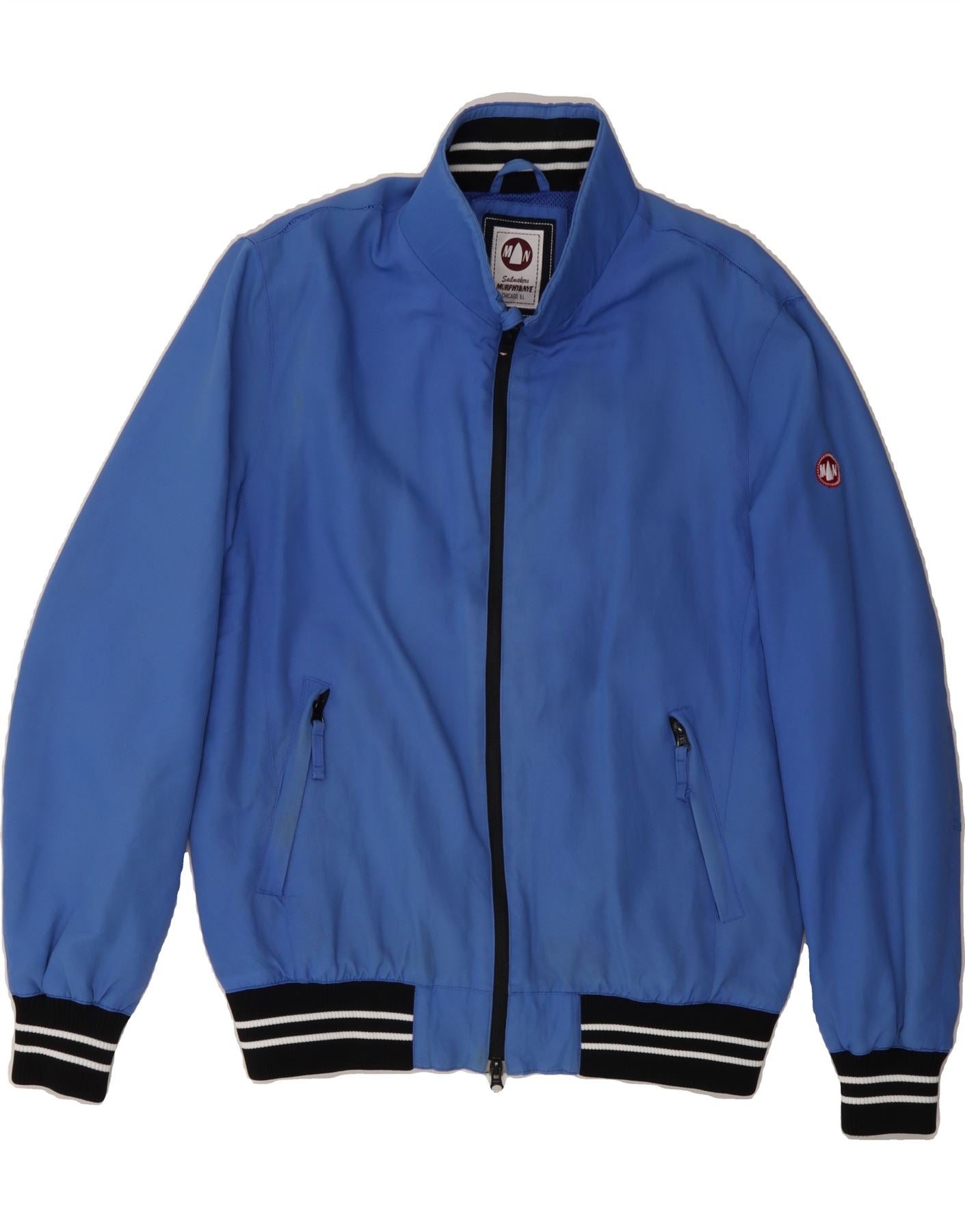 MURPHY & NYE Mens Sailmakers Bomber Jacket UK 42 XL Blue Polyester Vintage Murphy & Nye and Second-Hand Murphy & Nye from Messina Hembry
