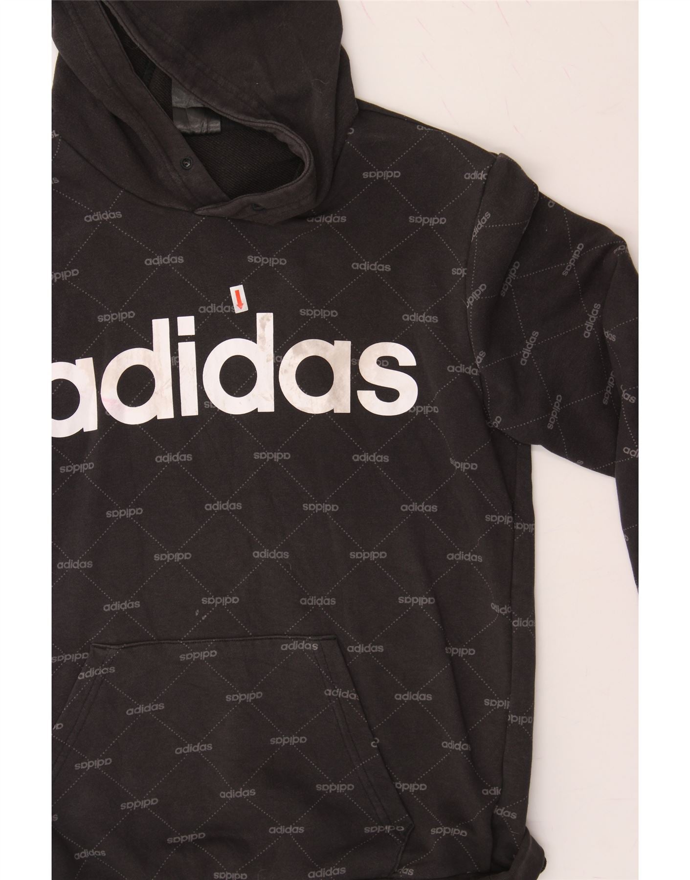 ADIDAS Mens Graphic Hoodie Jumper Small Black Cotton Vintage Adidas and Second-Hand Adidas from Messina Hembry
