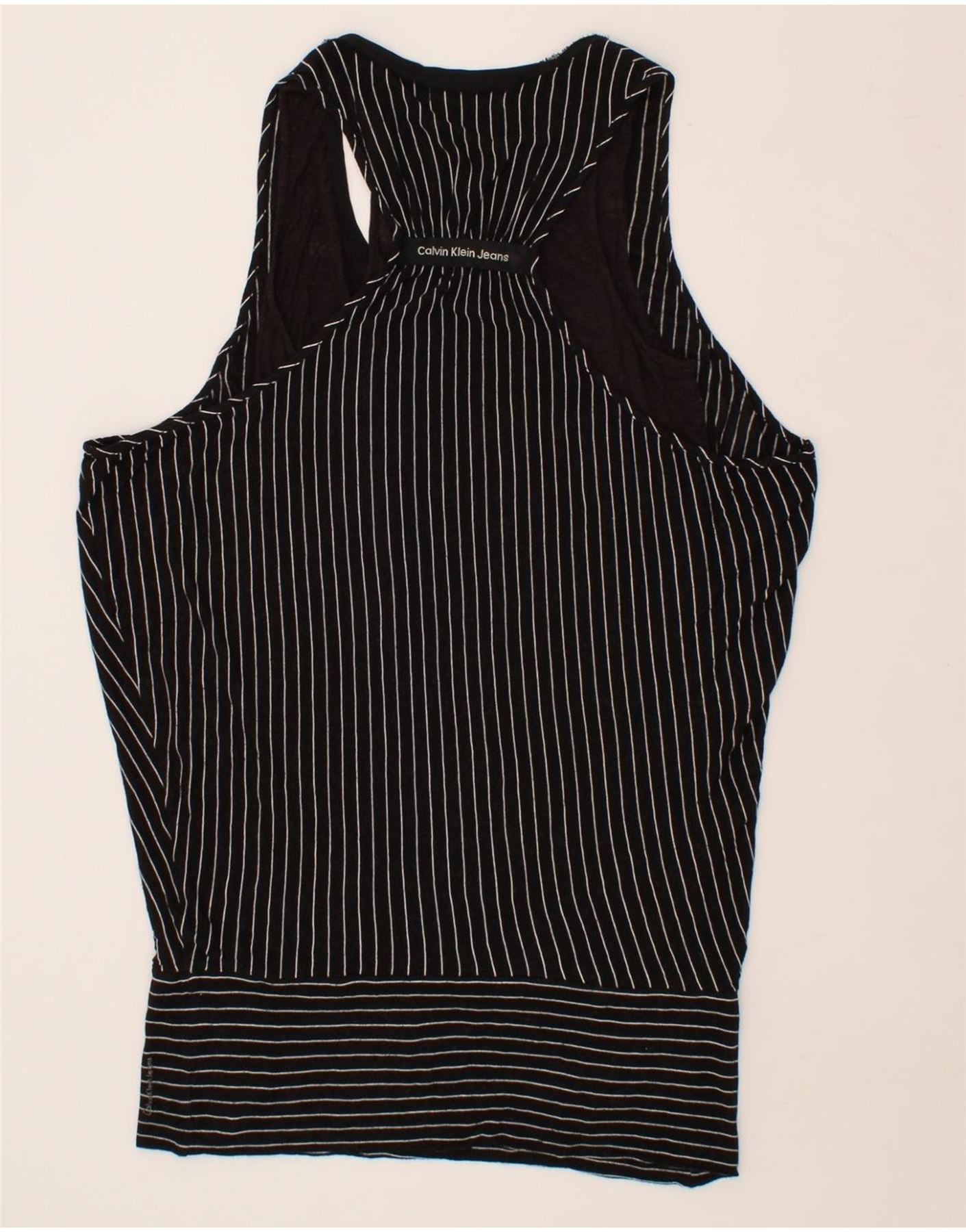 CALVIN KLEIN JEANS Womens Oversized Basic Dress UK 10 Small Black Striped Vintage Calvin Klein Jeans and Second-Hand Calvin Klein Jeans from Messina Hembry