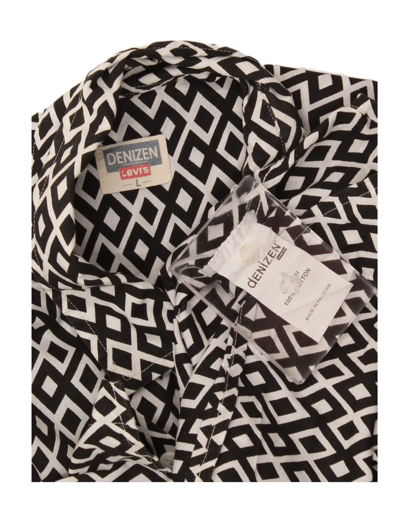 LEVI'S Mens Denizen Shirt Large Black Argyle/Diamond Cotton Vintage Levi's and Second-Hand Levi's from Messina Hembry