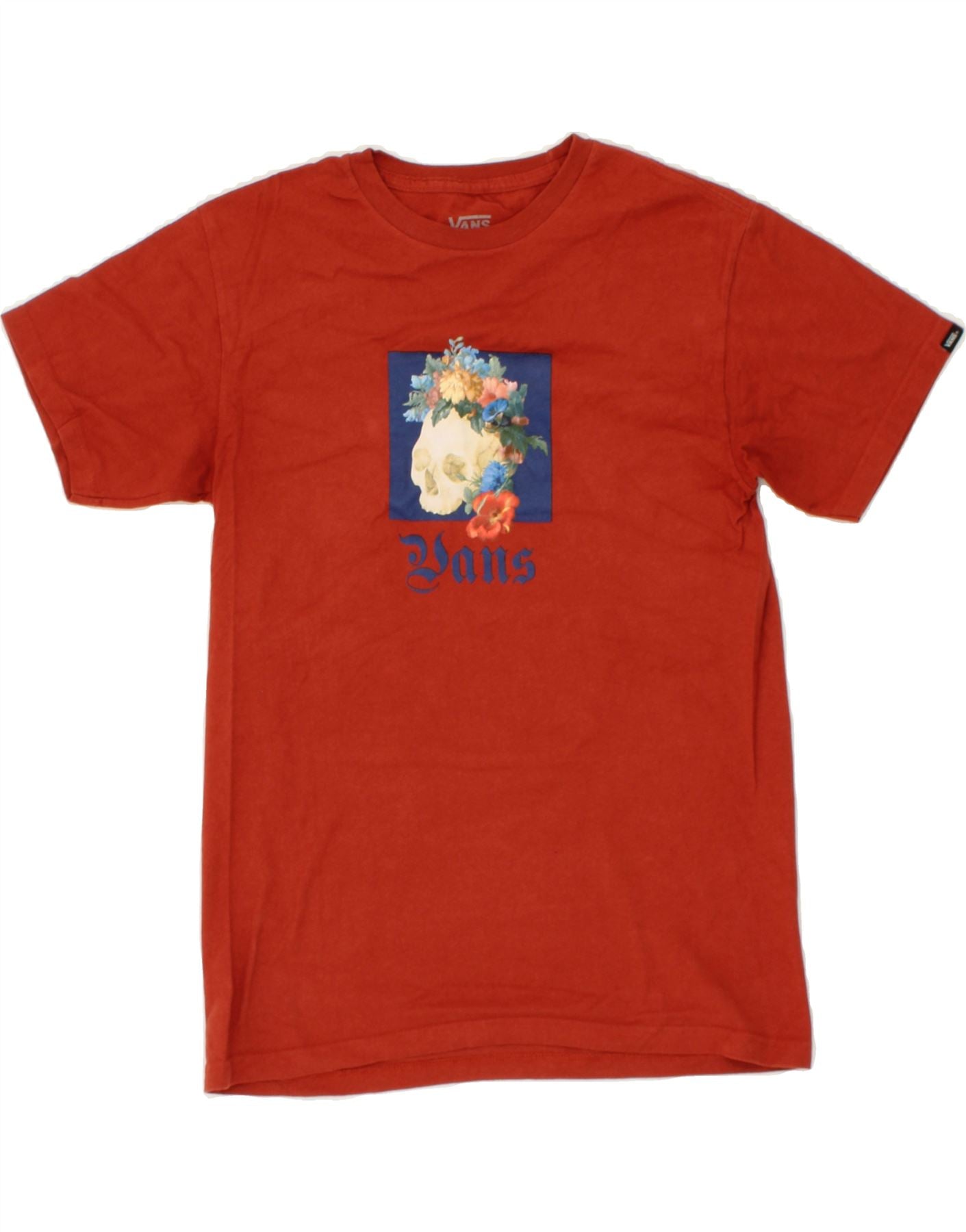 VANS Mens Classic Fit Graphic T-Shirt Top Small Red Cotton Vintage Vans and Second-Hand Vans from Messina Hembry