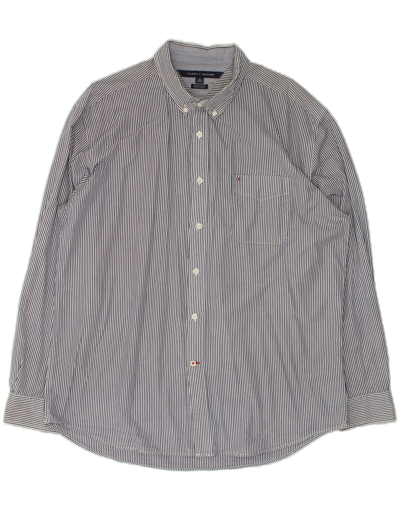 TOMMY HILFIGER Mens Classic Fit Shirt XL Grey Pinstripe | Vintage Tommy Hilfiger | Thrift | Second-Hand Tommy Hilfiger | Used Clothing | Messina Hembry 