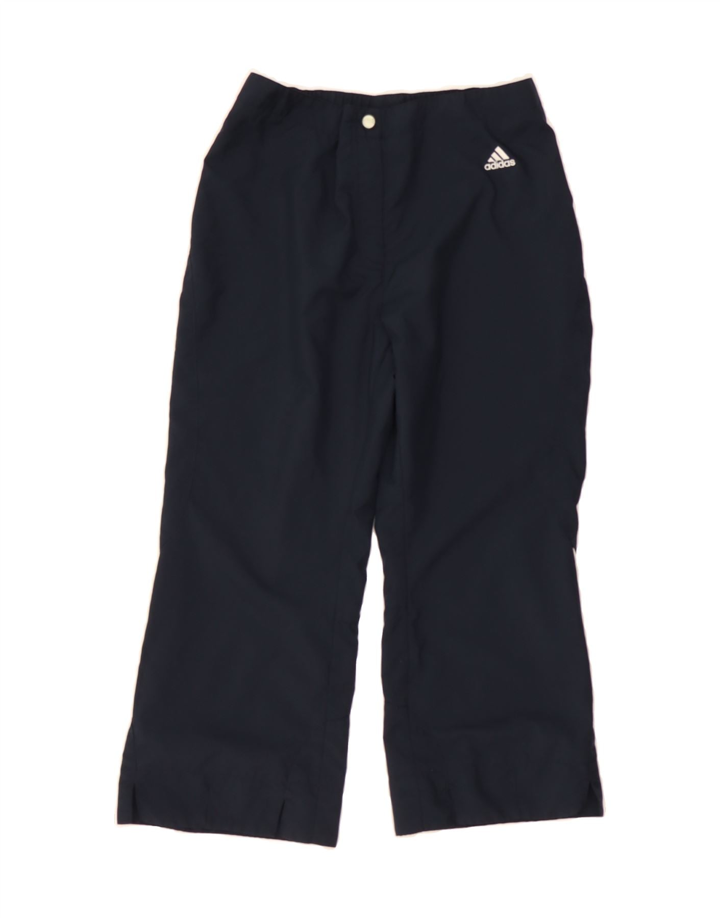 ADIDAS Womens Straight Capri Trousers UK 10 Small W26 L20  Navy Blue Vintage Adidas and Second-Hand Adidas from Messina Hembry