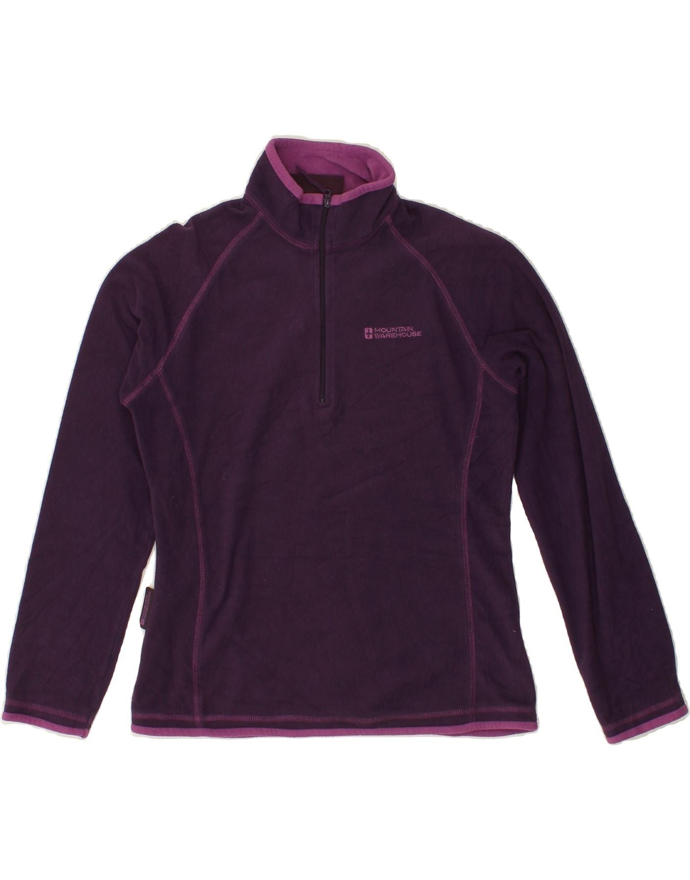 MOUNTAIN WAREHOUSE Womens Zip Neck Fleece Jumper UK 10 Small Purple Vintage Mountain Warehouse and Second-Hand Mountain Warehouse from Messina Hembry