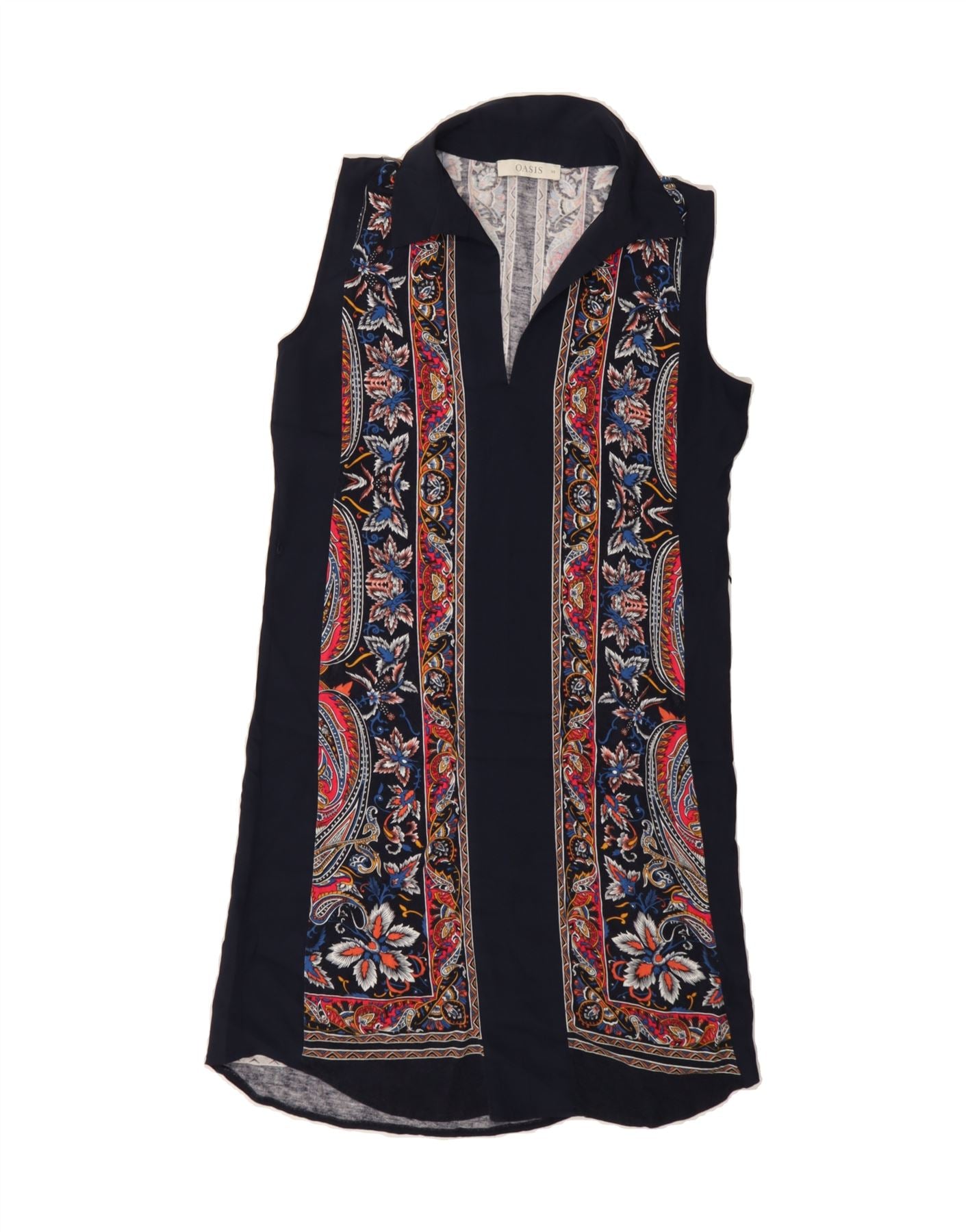 OASIS Womens Sleeveless Sheath Dress UK 6 XS Navy Blue Floral Viscose Vintage Oasis and Second-Hand Oasis from Messina Hembry