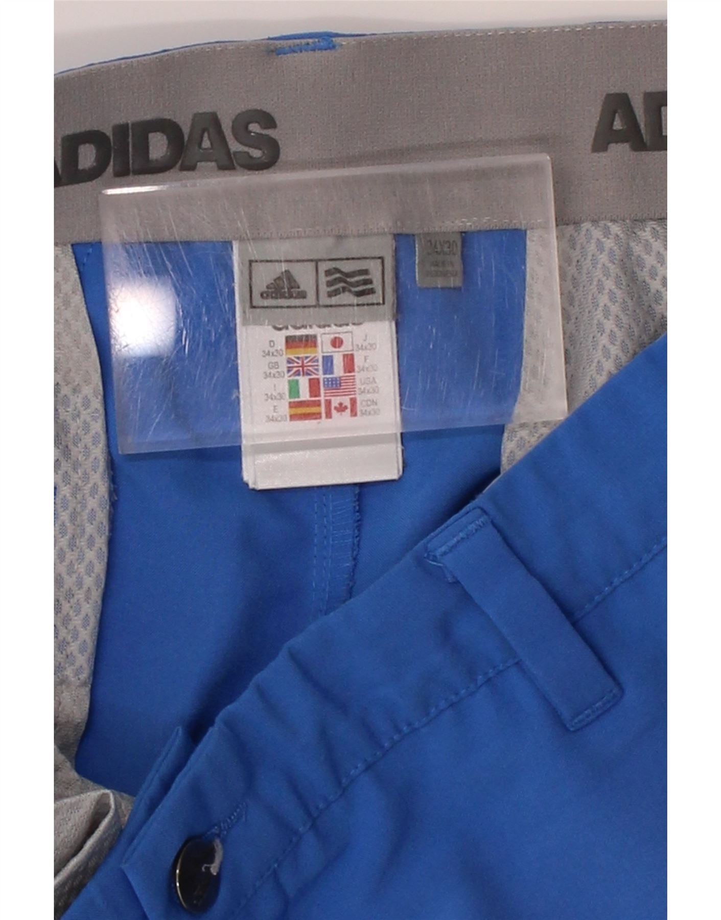 ADIDAS Mens Straight Chino Trousers W34 L30 Blue Polyester Vintage Adidas and Second-Hand Adidas from Messina Hembry