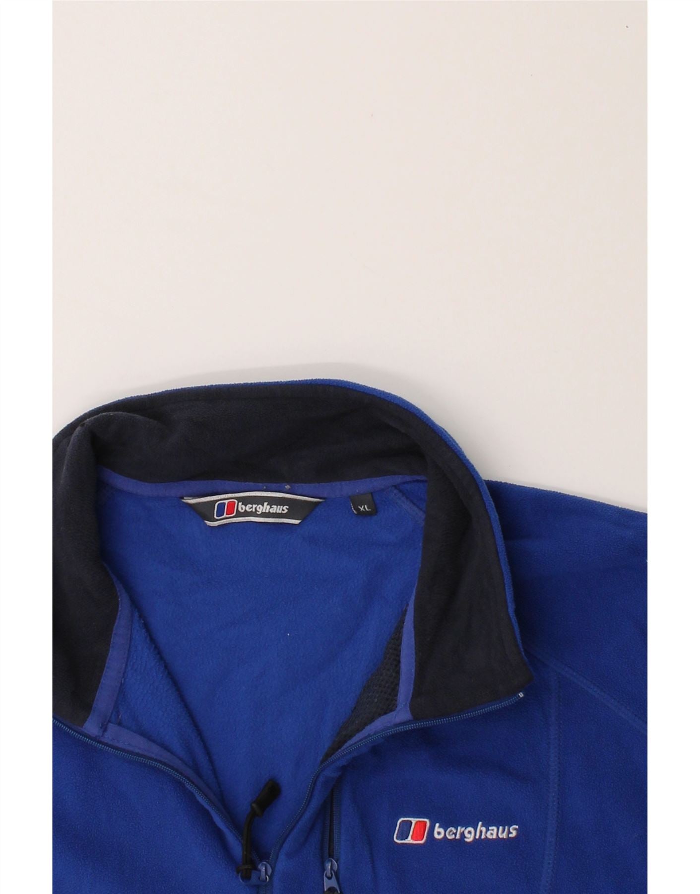 BERGHAUS Mens Zip Neck Fleece Jumper XL Blue Colourblock Polyester Vintage Berghaus and Second-Hand Berghaus from Messina Hembry
