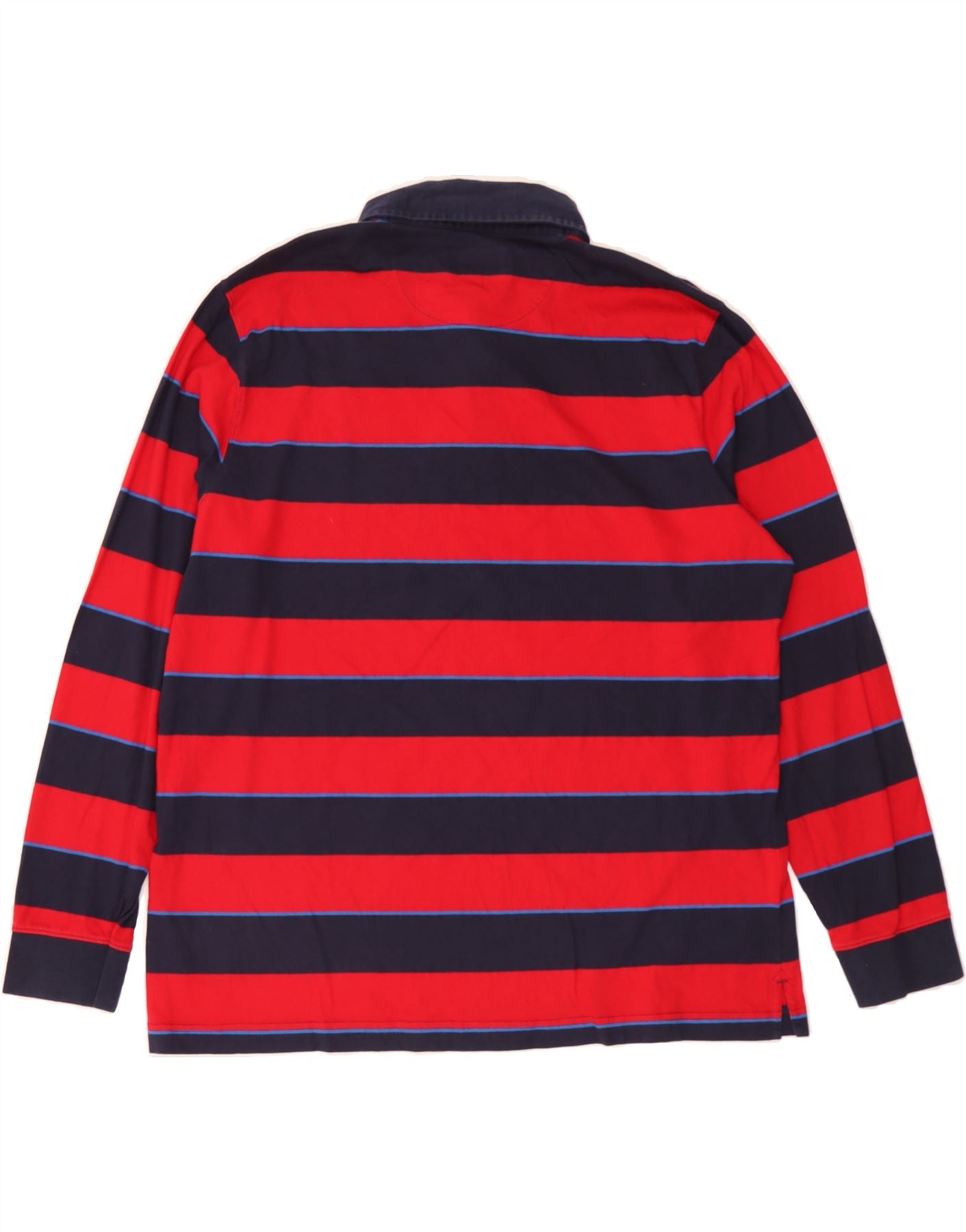 BLUE HARBOUR Mens Regular Fit Long Sleeve Rugby Polo Shirt XL Red Striped Vintage Blue Harbour and Second-Hand Blue Harbour from Messina Hembry
