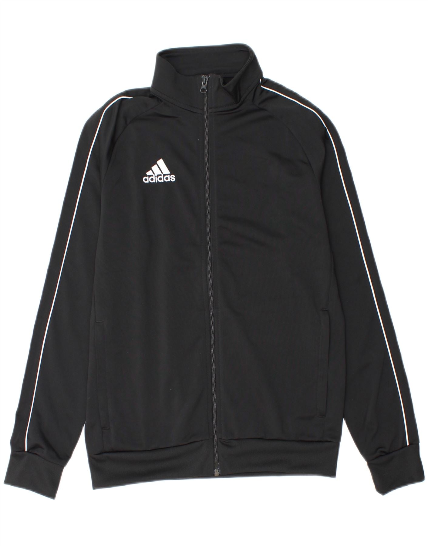 ADIDAS Boys Tracksuit Top Jacket 13-14 Years Black Polyester Vintage Adidas and Second-Hand Adidas from Messina Hembry