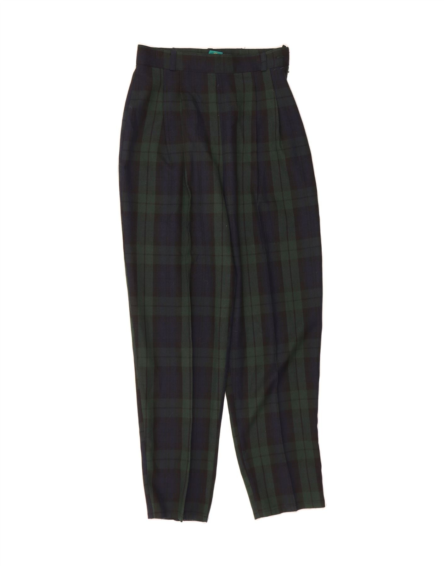 CANDA Womens High Waist Casual Trousers US 12 Large W28 L29 Green Check Vintage Canda and Second-Hand Canda from Messina Hembry