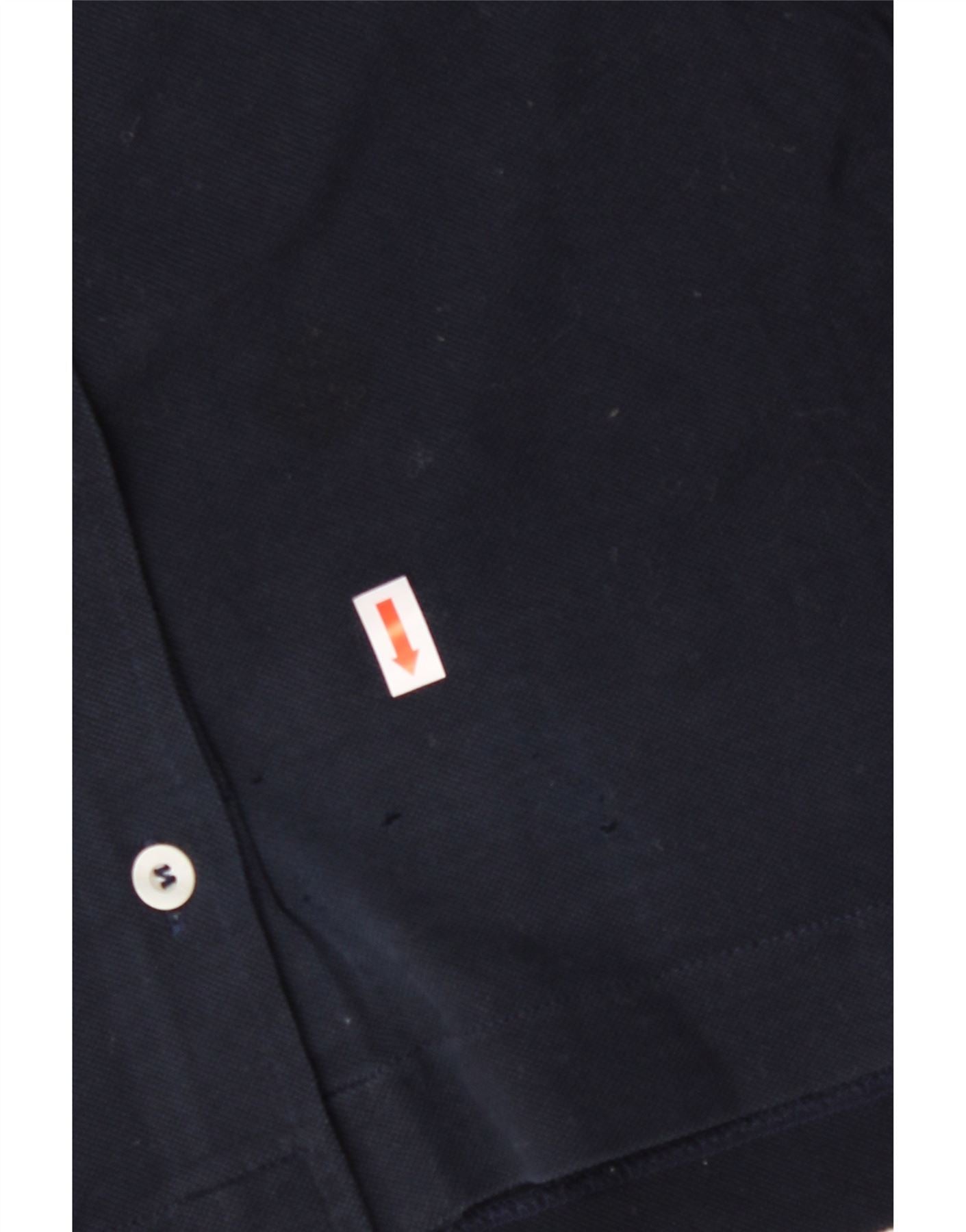 SERGIO TACCHINI Womens Short Sleeve Shirt UK 10 Small Navy Blue Cotton Vintage Sergio Tacchini and Second-Hand Sergio Tacchini from Messina Hembry