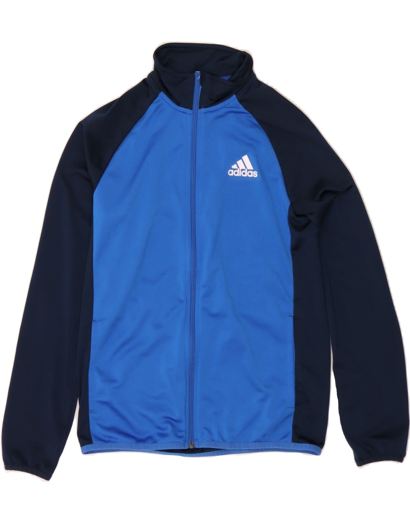 ADIDAS Boys Tracksuit Top Jacket 13-14 Years  Blue Colourblock Polyester Vintage Adidas and Second-Hand Adidas from Messina Hembry