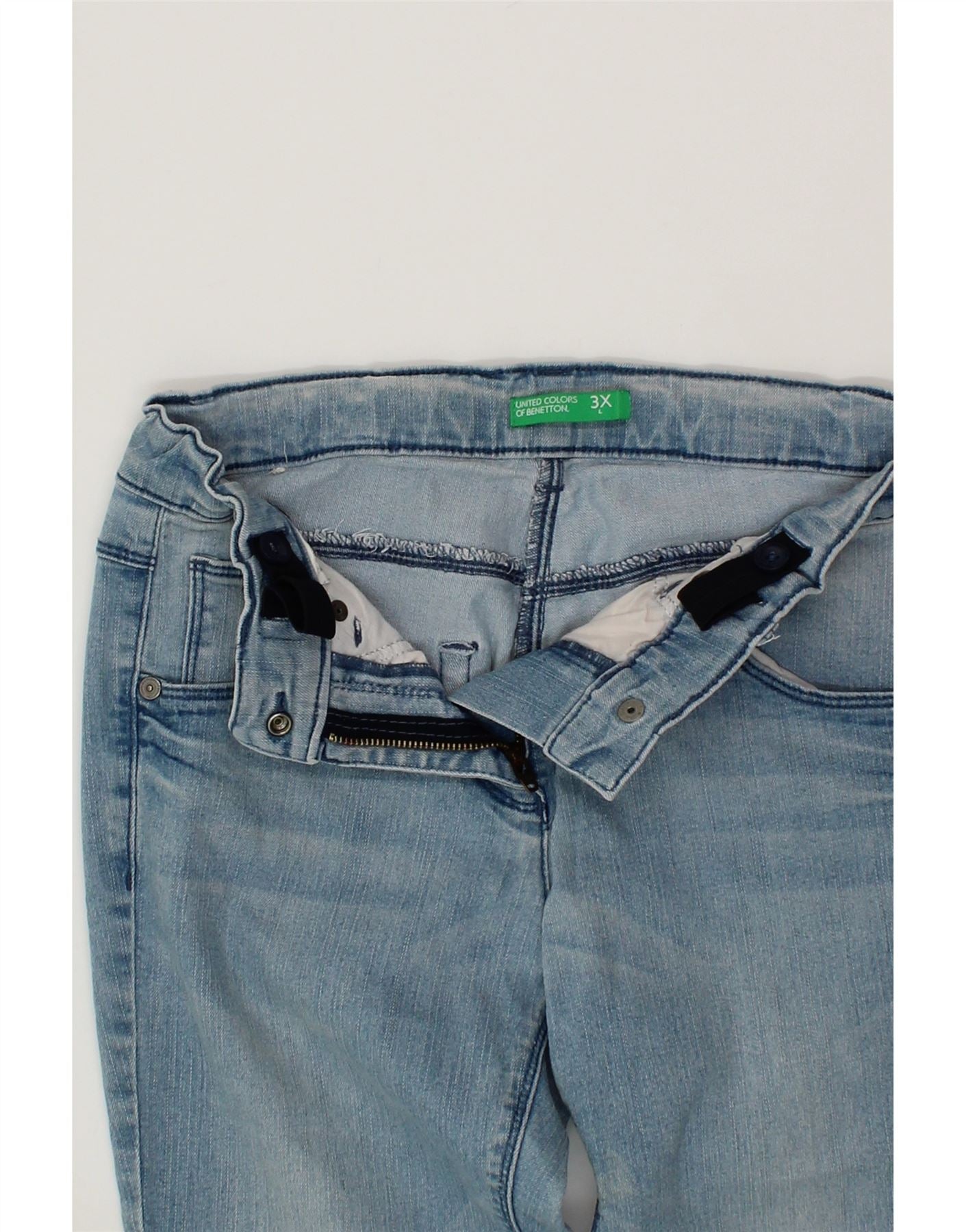BENETTON Girls Skinny Jeans 15-16 Years 3XL  W28 L31  Blue Vintage Benetton and Second-Hand Benetton from Messina Hembry